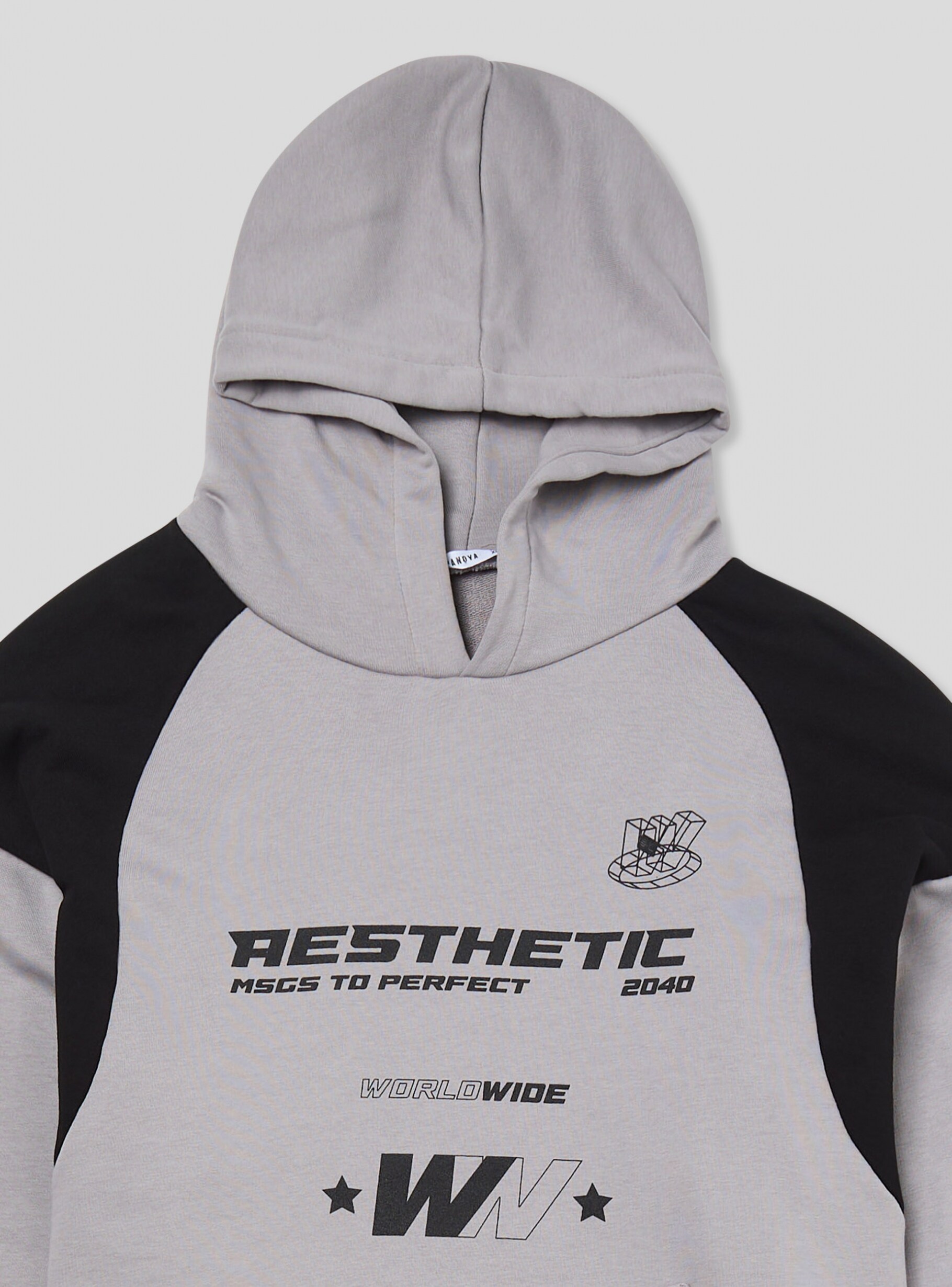 Gunmetal grey Colour block hoodie with a print - Buy Online