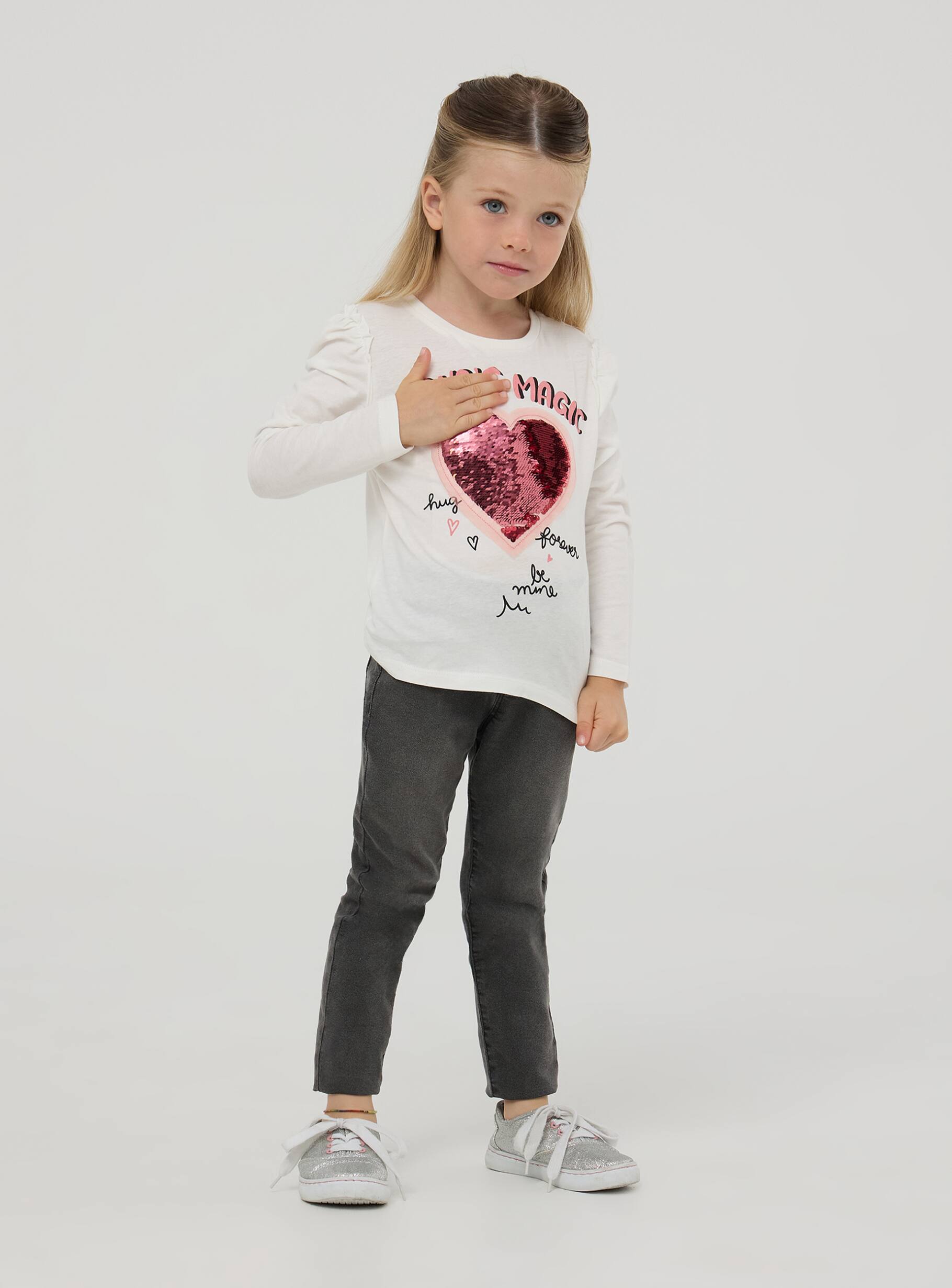T shirt con cuore in paillettes reversibili Bianco lana Acquista Online Terranova