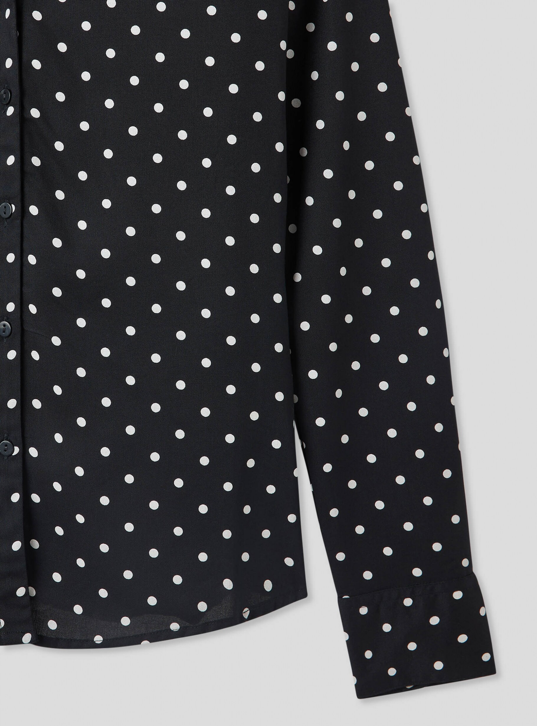 Black and white polka dot long sleeve shirt clearance
