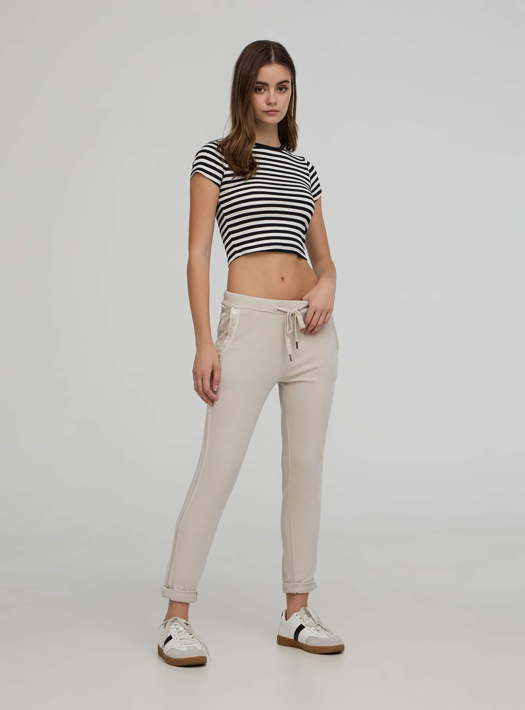 Beige Tracksuit bottoms with side detail Buy Online Terranova