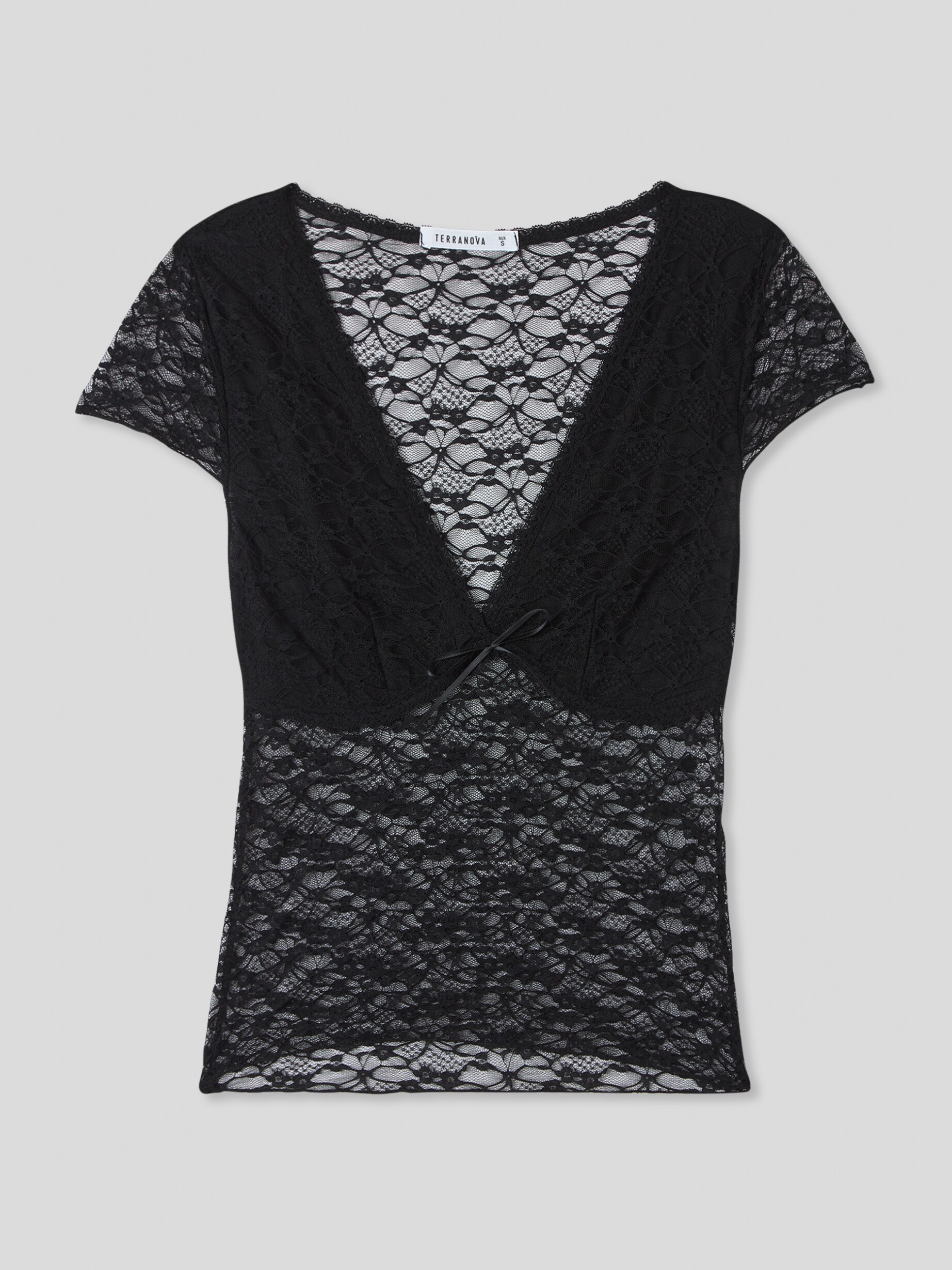 数量限定！在庫処分セール 売り切れ御免 Black Semi-sheer Terranova | Online Buy - T-shirt lace トップス