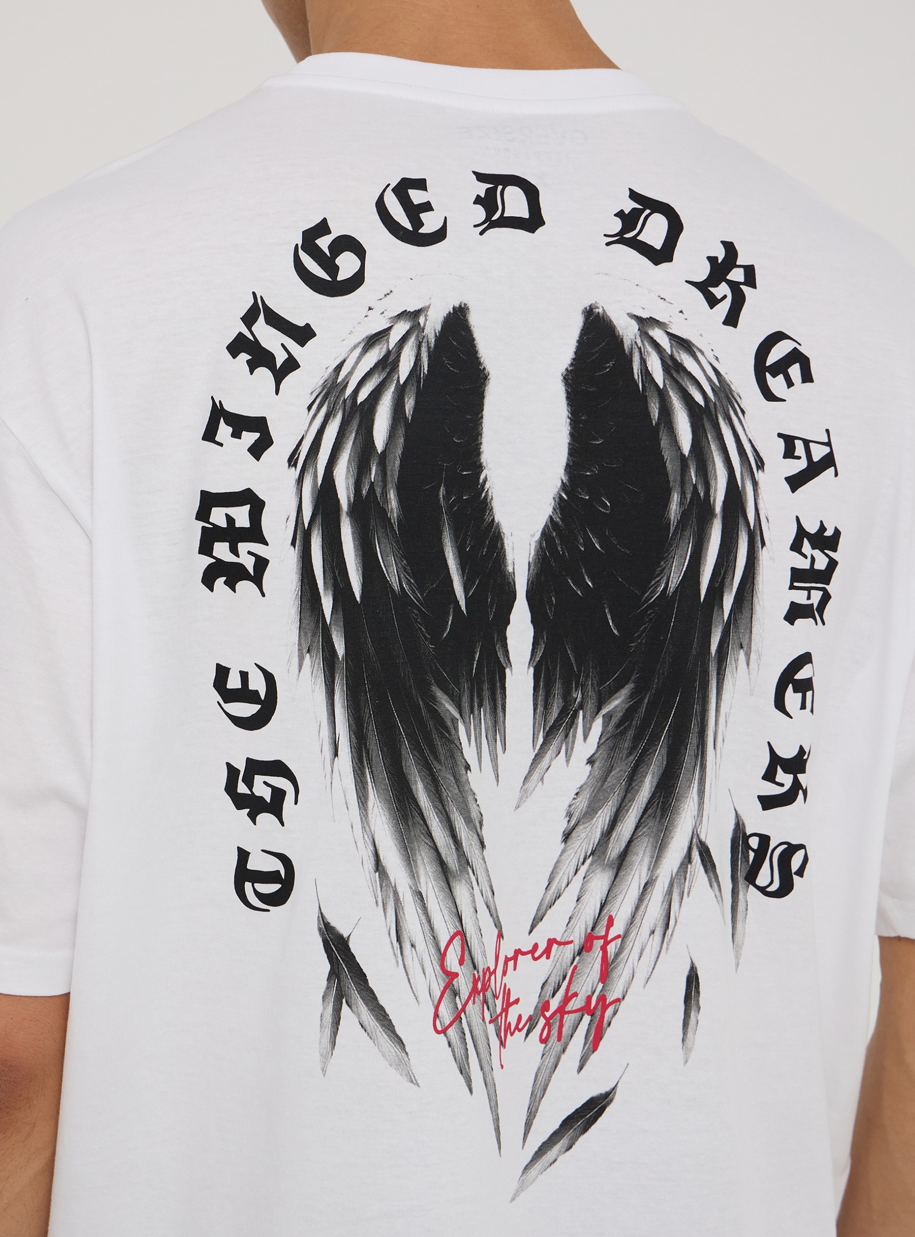 Optical white Oversized T-shirt with a wing print on the front/back - Buy  Online | Terranova