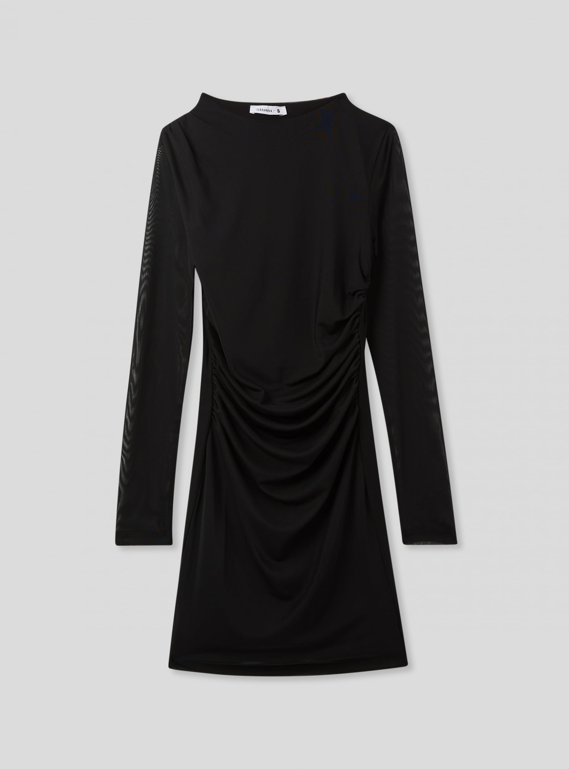 スーツ・フォーマル・ドレス TULLE SLEEVE TIGHT DRESS  BLACK