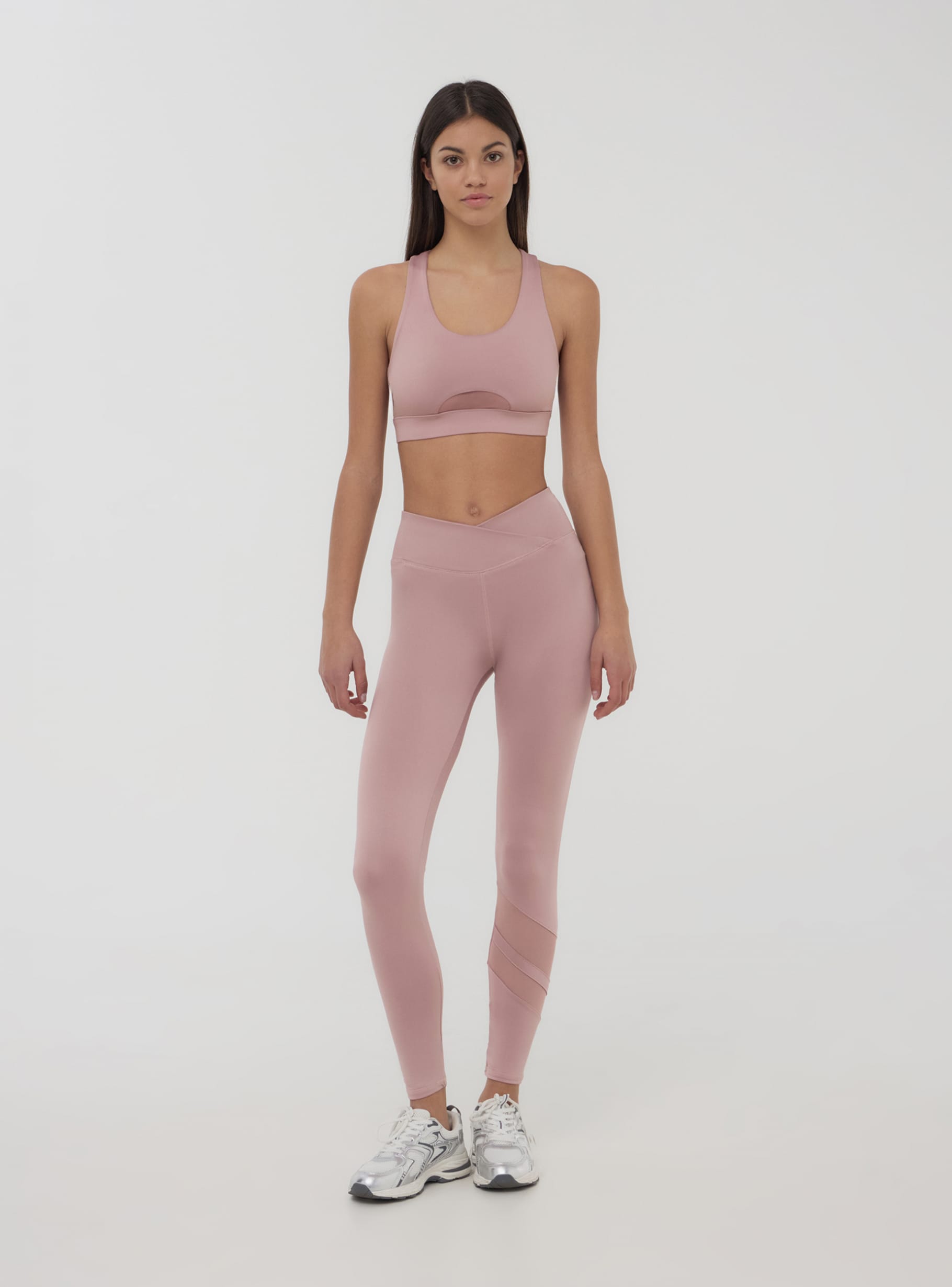 Pink blush Sporty bra top with sheer panels - Buy Online