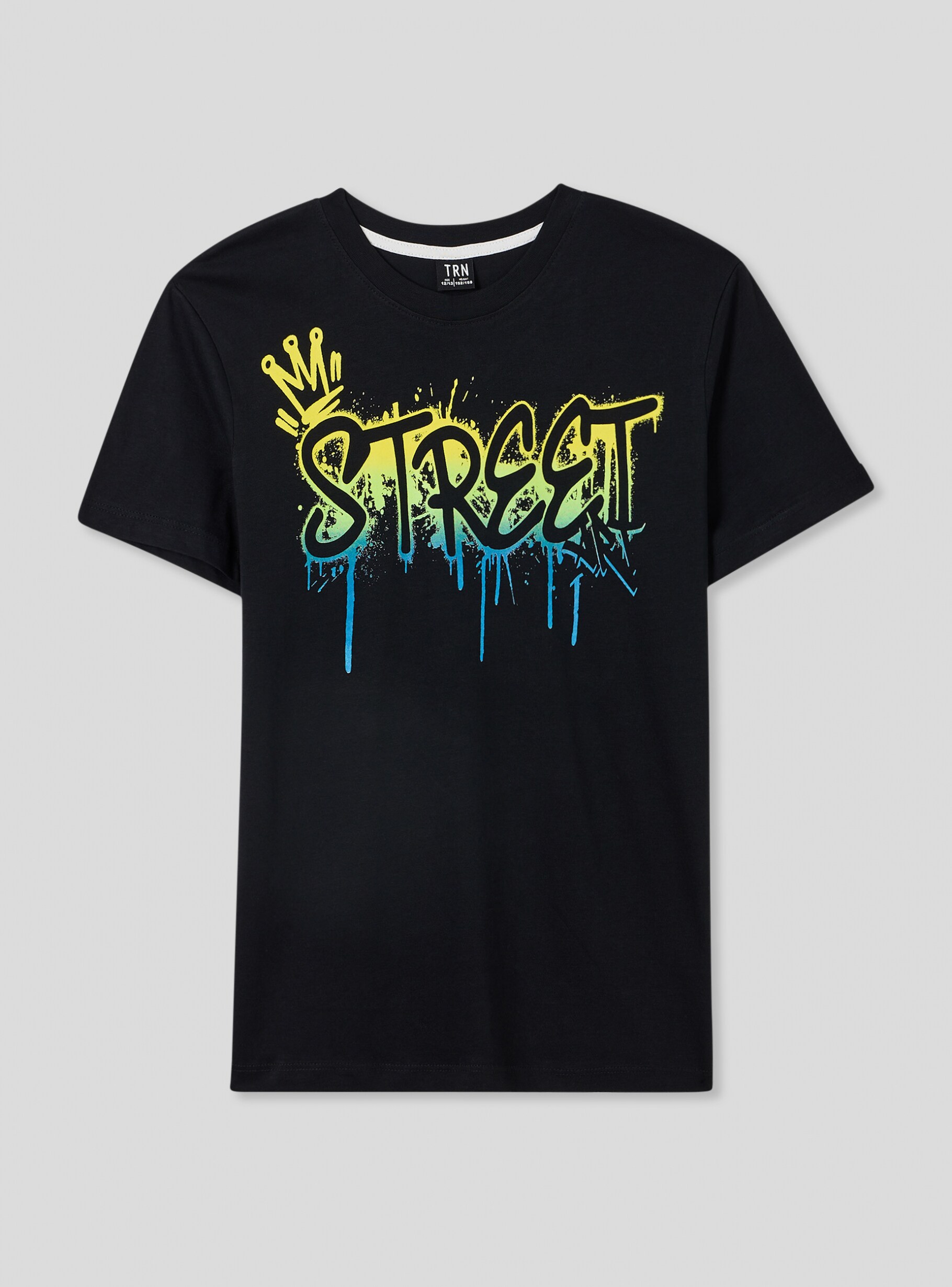 Black T-shirt with graffiti-style writing - Buy Online