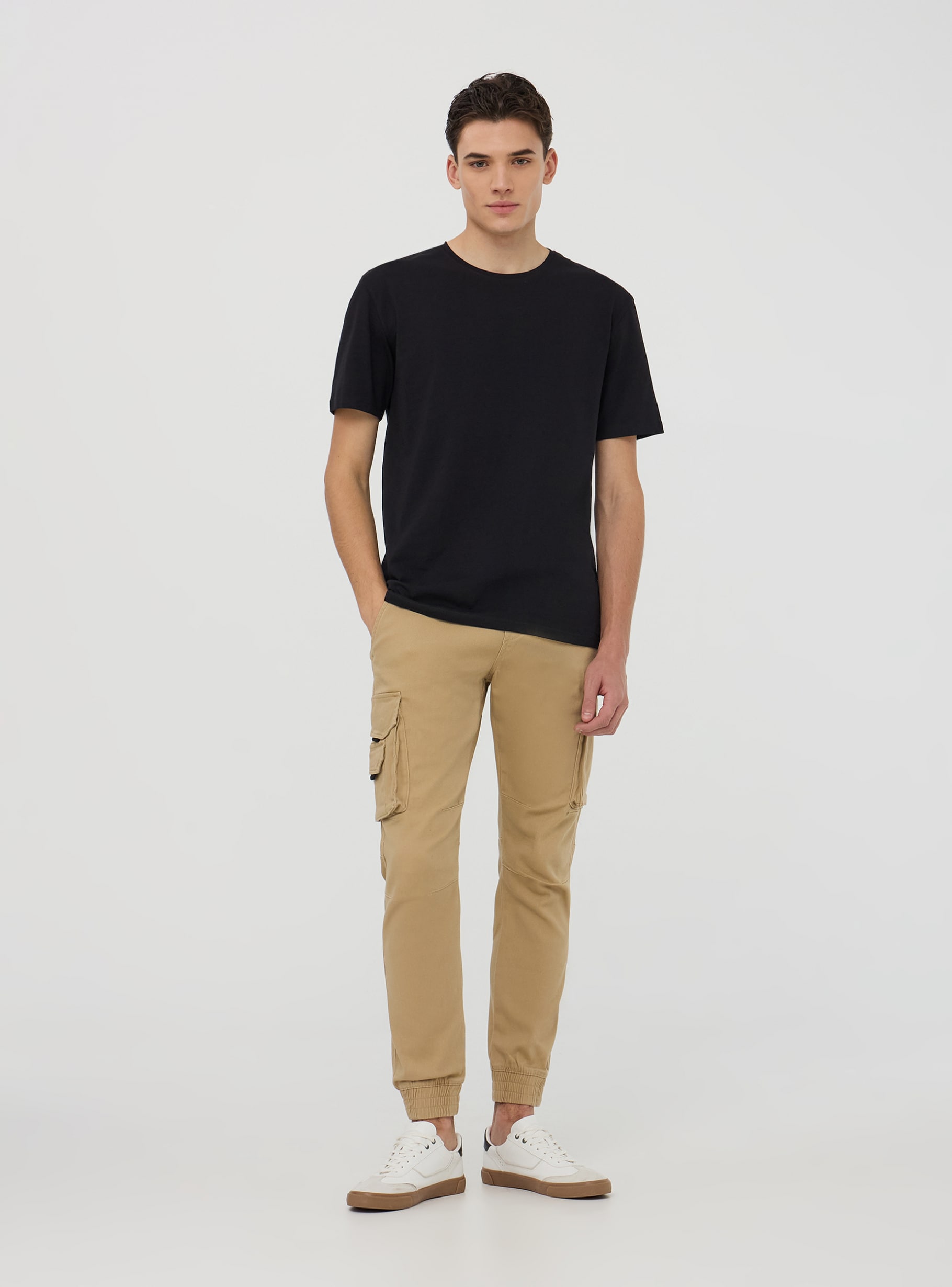 Beige light Technical cargo trousers with drawstring - Buy