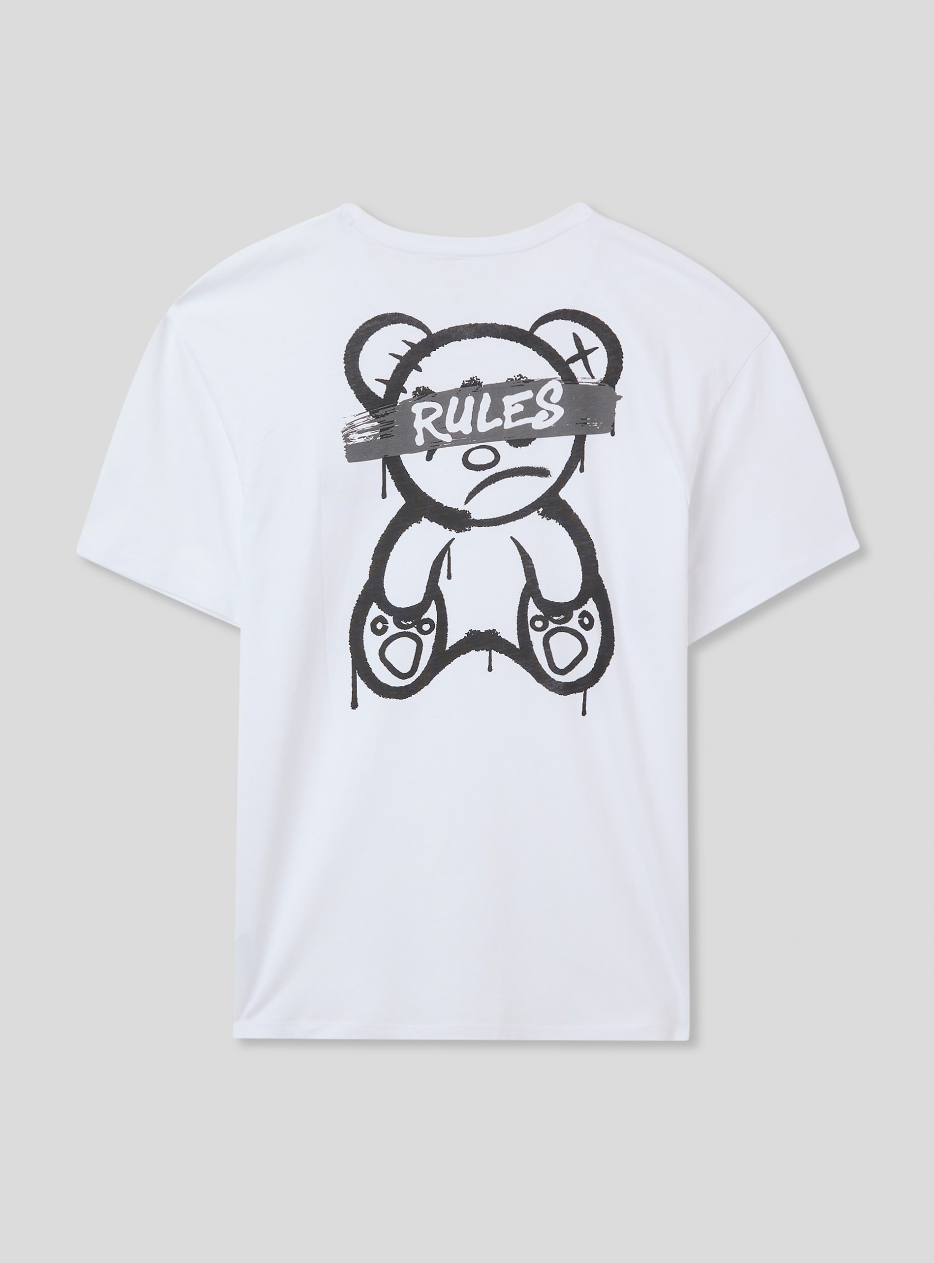 Tシャツ・カットソー [READY4NEXT] TeddyBear Artwork short sleeved Tshirt(WHITE) Teddy Drip Spray Painted Bear Graffiti Crew Neck Short