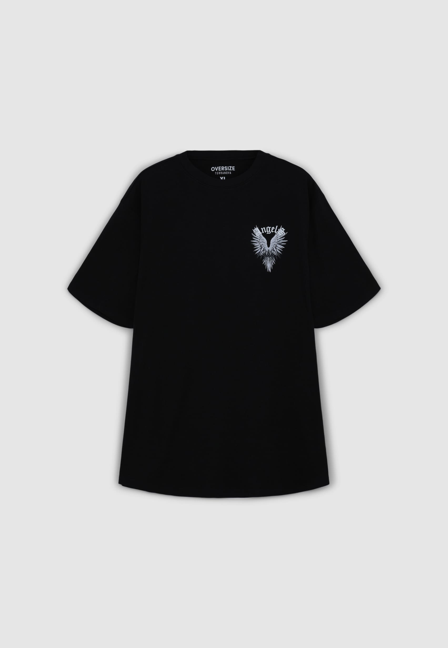Black Oversized T-shirt with wing print front/back - Buy