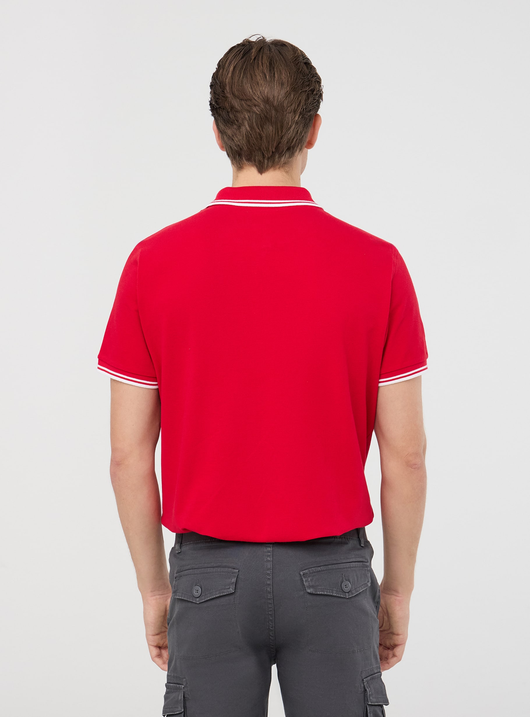 Red bright Polo shirt with contrasting trims - Buy Online