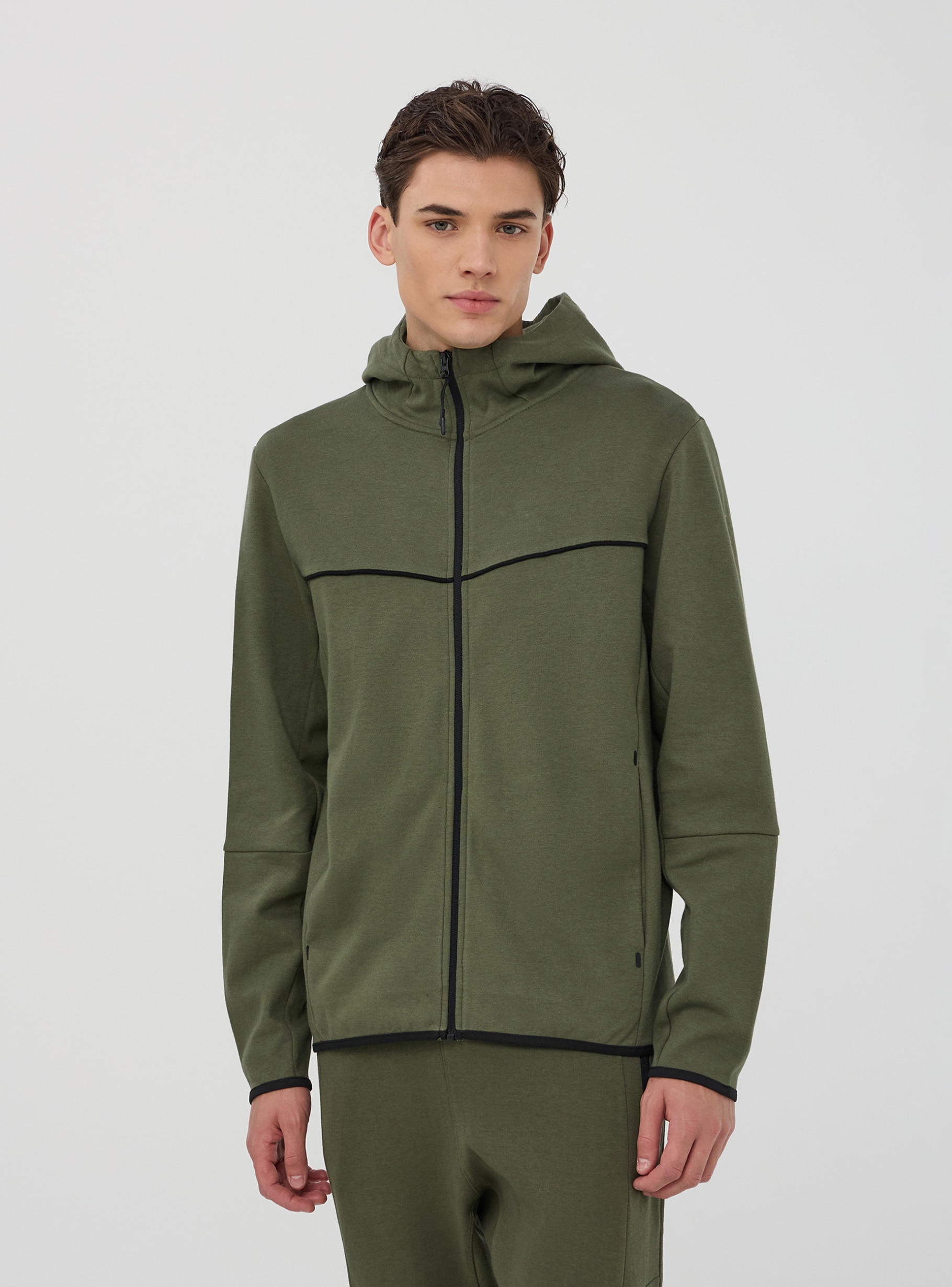 Abbigliamento Felpa Uomo Felpa Grigia Con Cappuccio E Zip Felpa