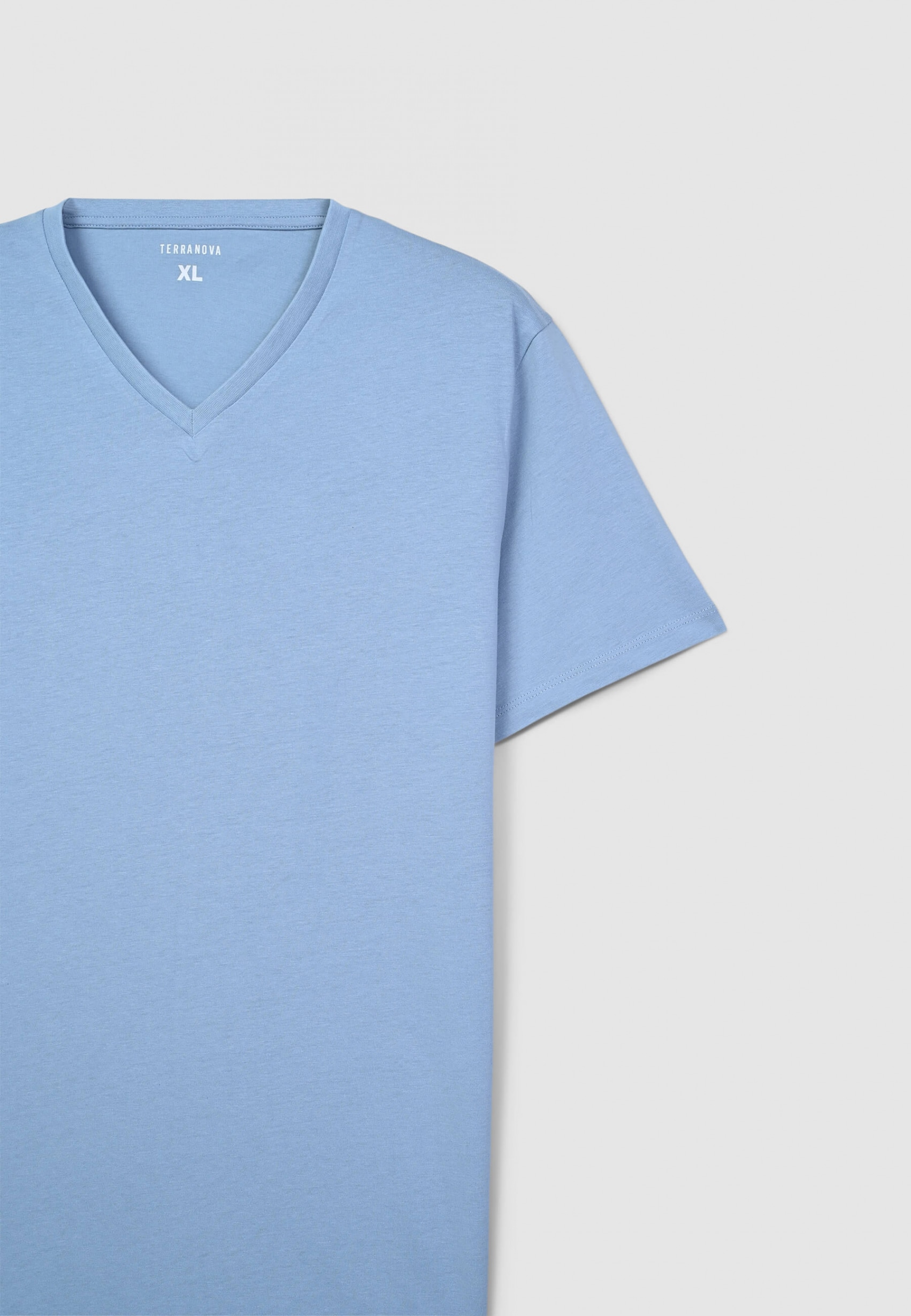 Light blue Basic V-neck T-shirt - Buy Online | Terranova