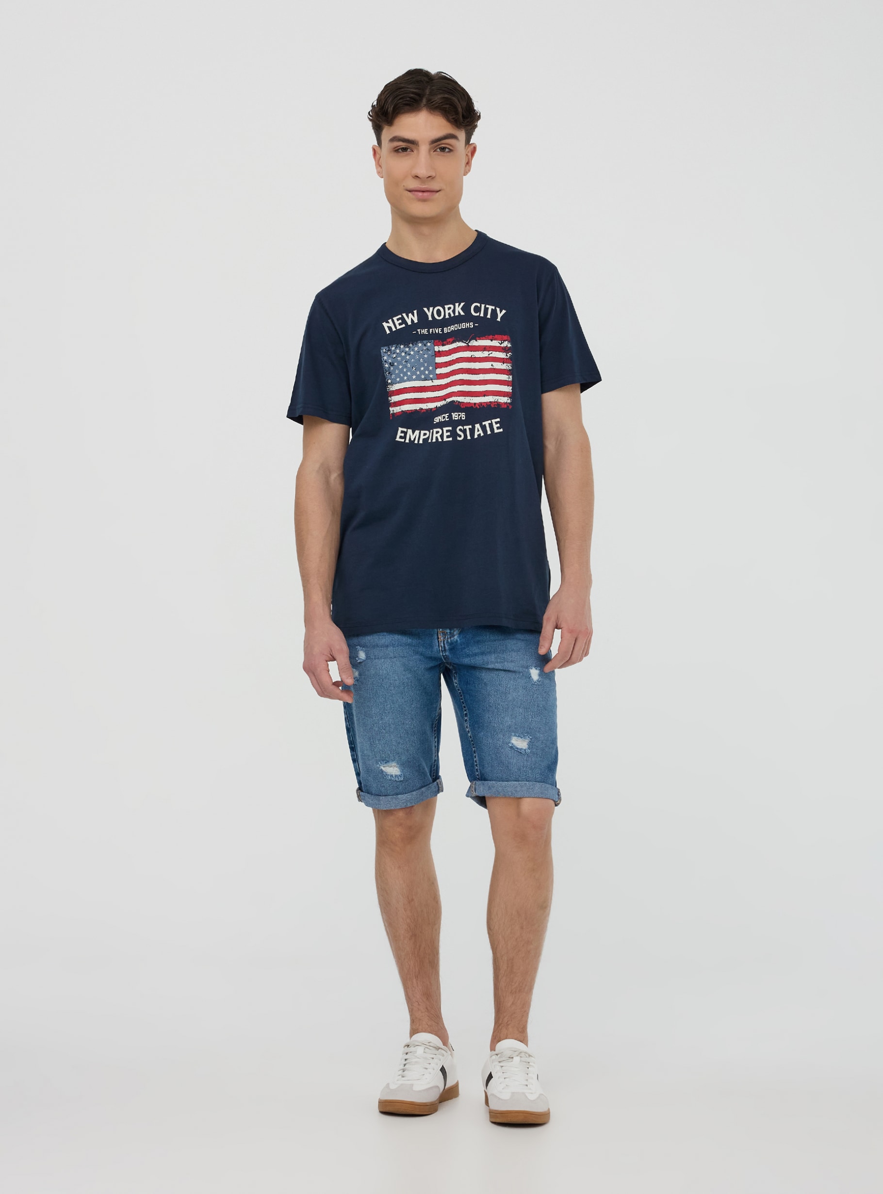 Blue navy American flag print T-shirt - Buy Online | Terranova