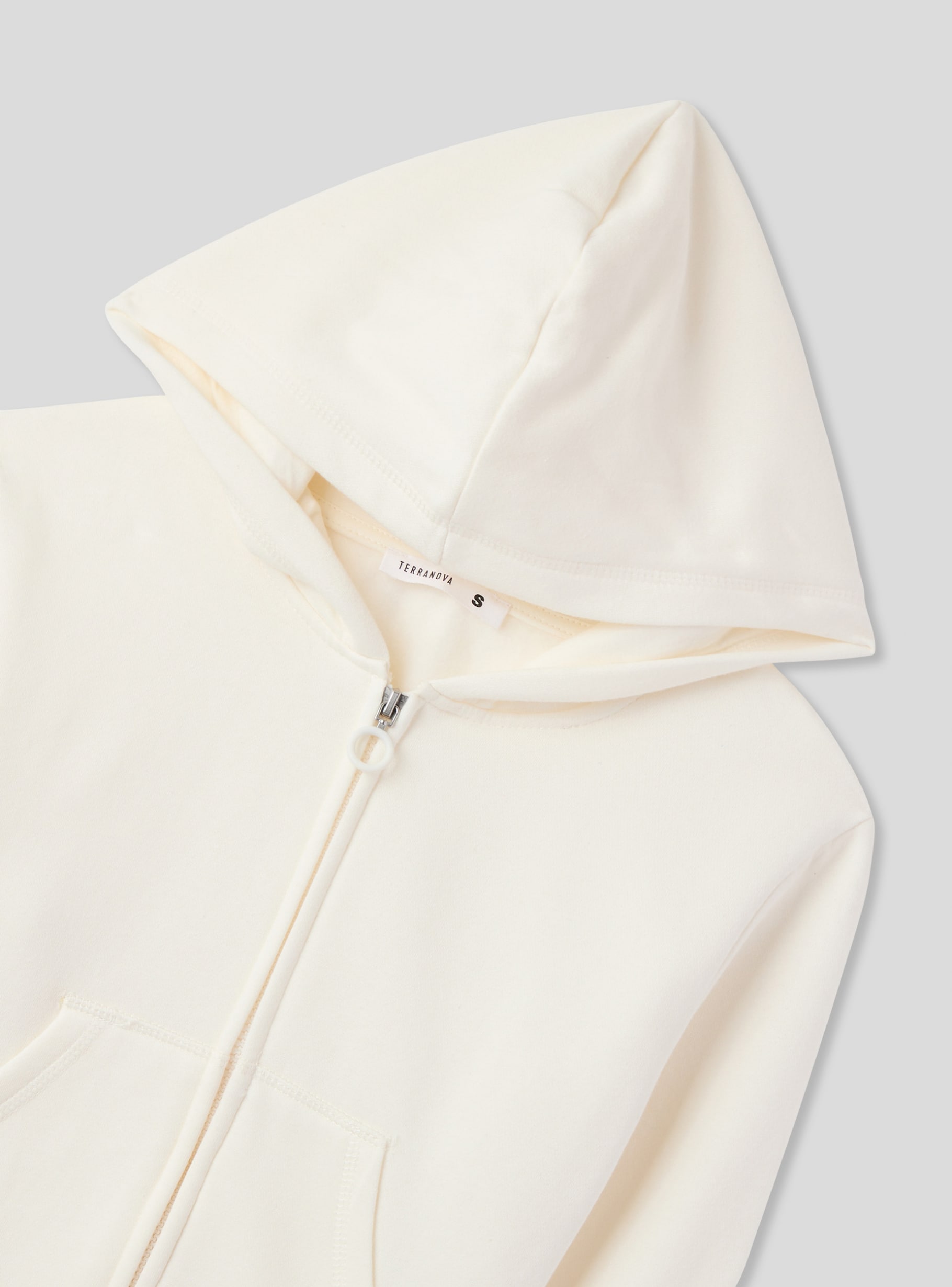 ◆codegraphy◆ Women's Oxford Crop Blouson White CBDSWJP202W White wool Cropped hoodie with zip - Buy Online | Terranova