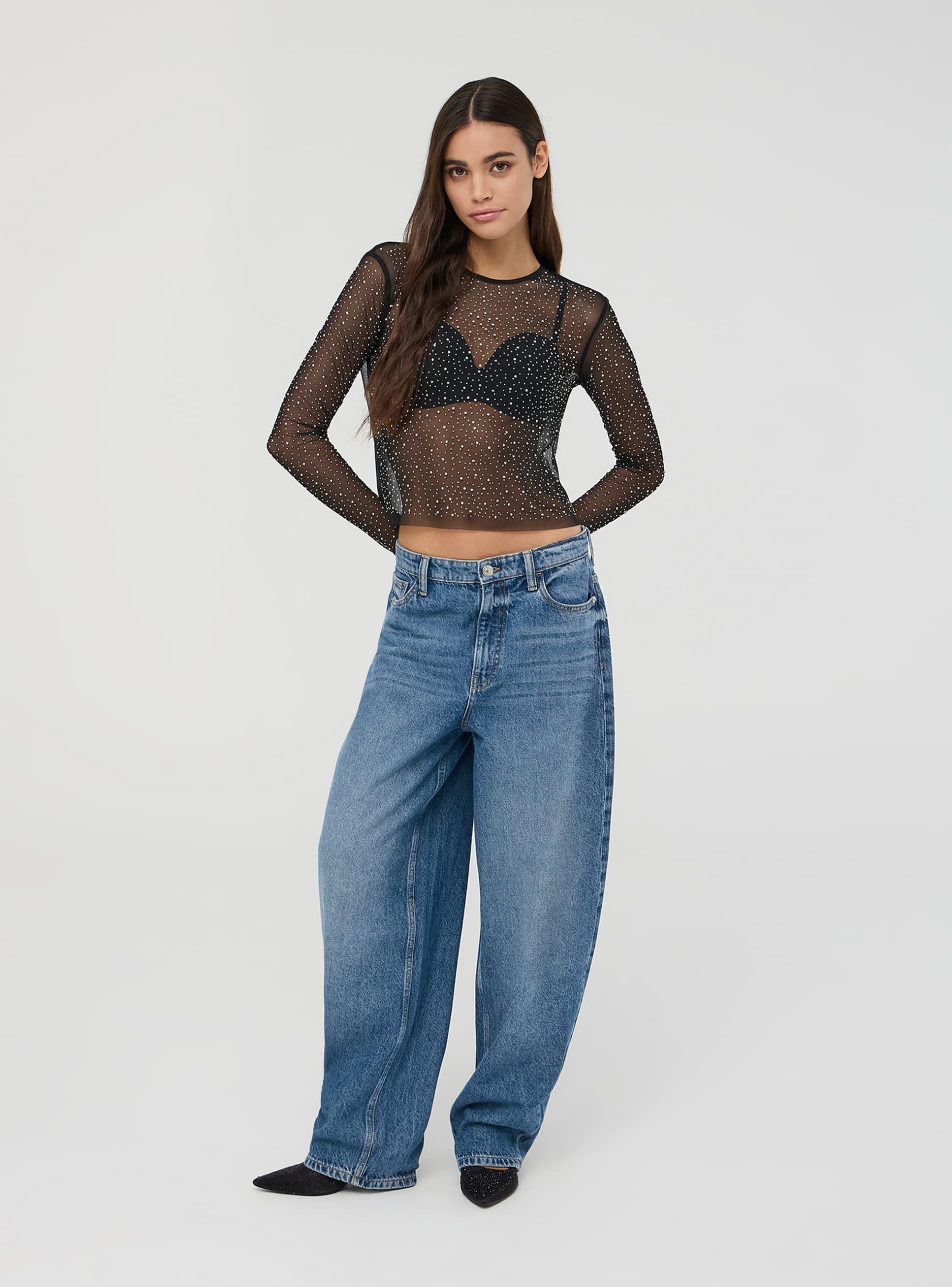 Girl JJ Black Dot Tulle Sleeve Top by Janie and Jack