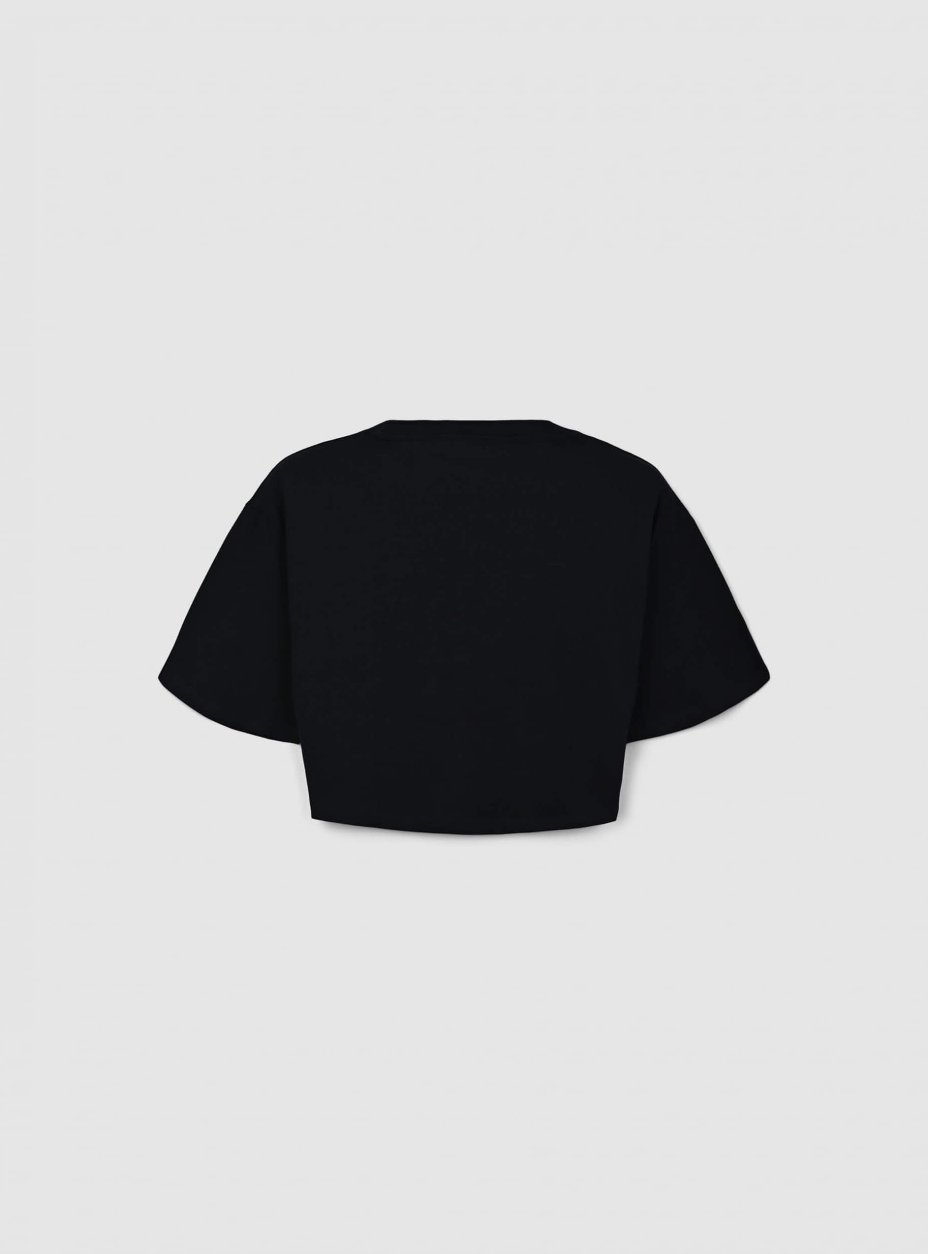 お気に入り T-shirt crop Wide Black with Online Buy - print college トップス