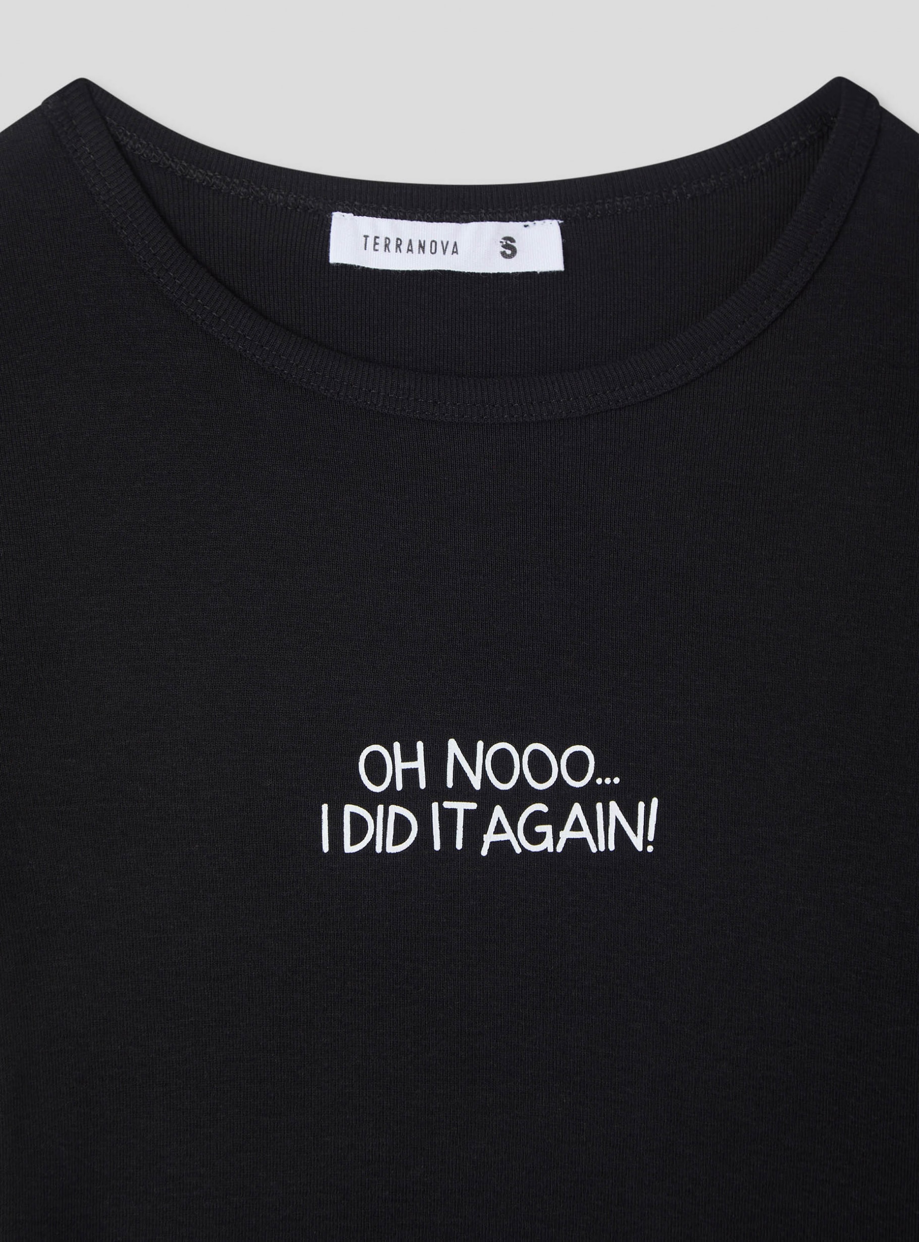 T-shirt crop con scritta divertente Nero Acquista Online Terranova