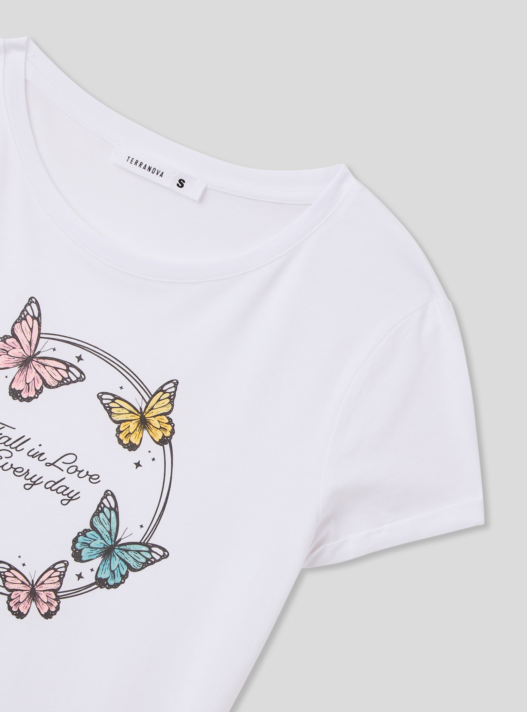 Optical white Slim fit T-shirt with butterfly print - Buy