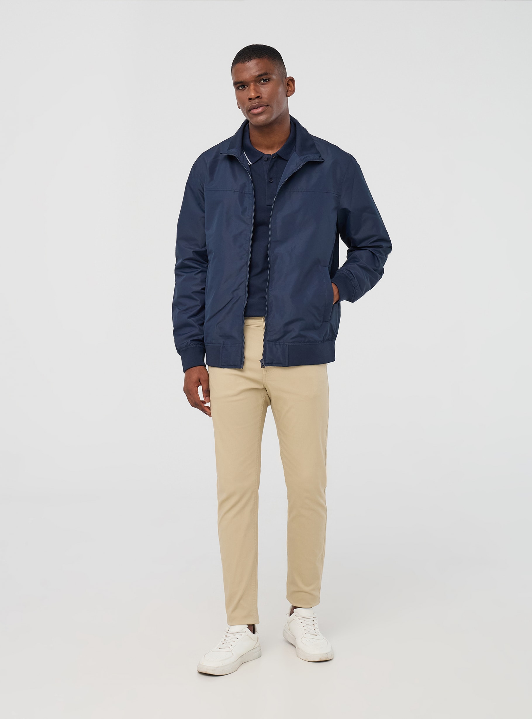 Blue navy Lightweight nylon jacket without hood - Buy Online Blue navy Lightweight nylon jacket without hood - Buy Online