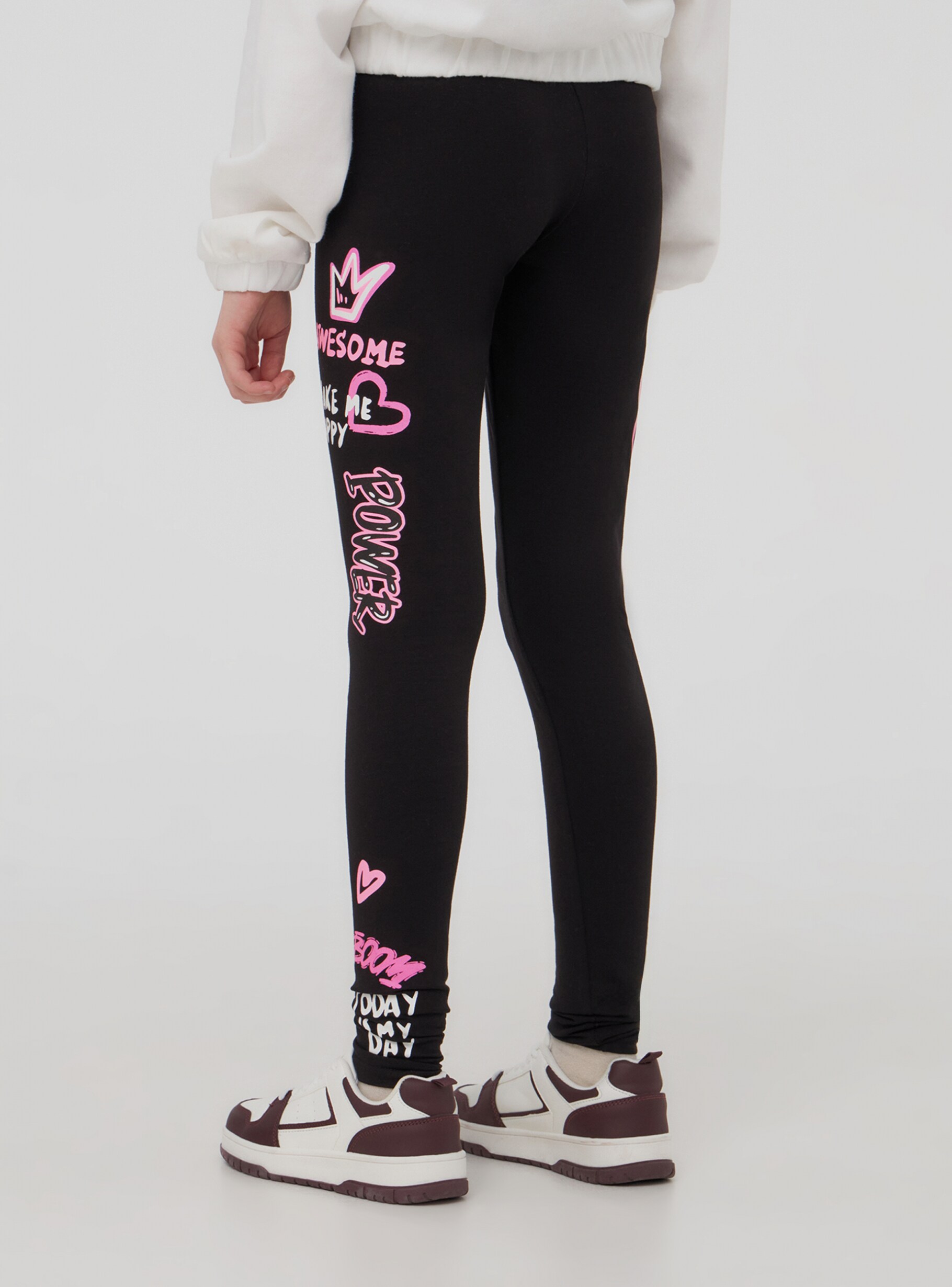 Black Long leggings with graffiti-style prints Buy Online