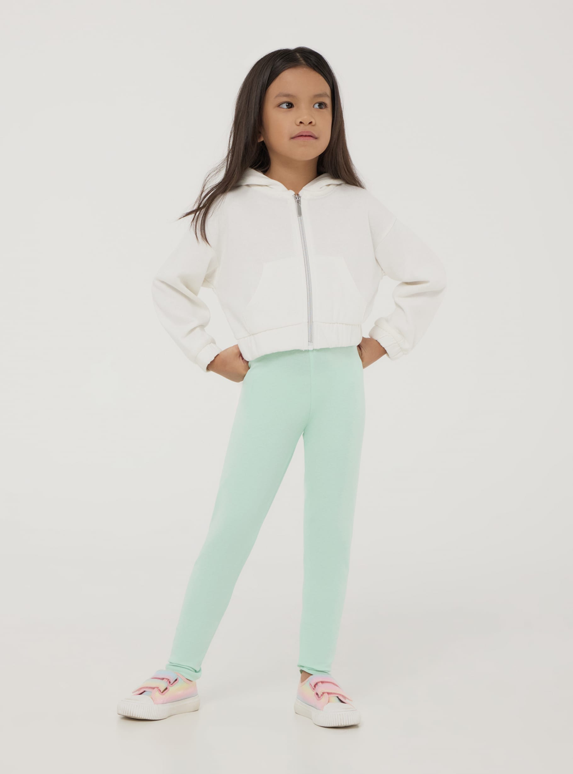 White wool Lightweight cropped hoodie with zip and hood