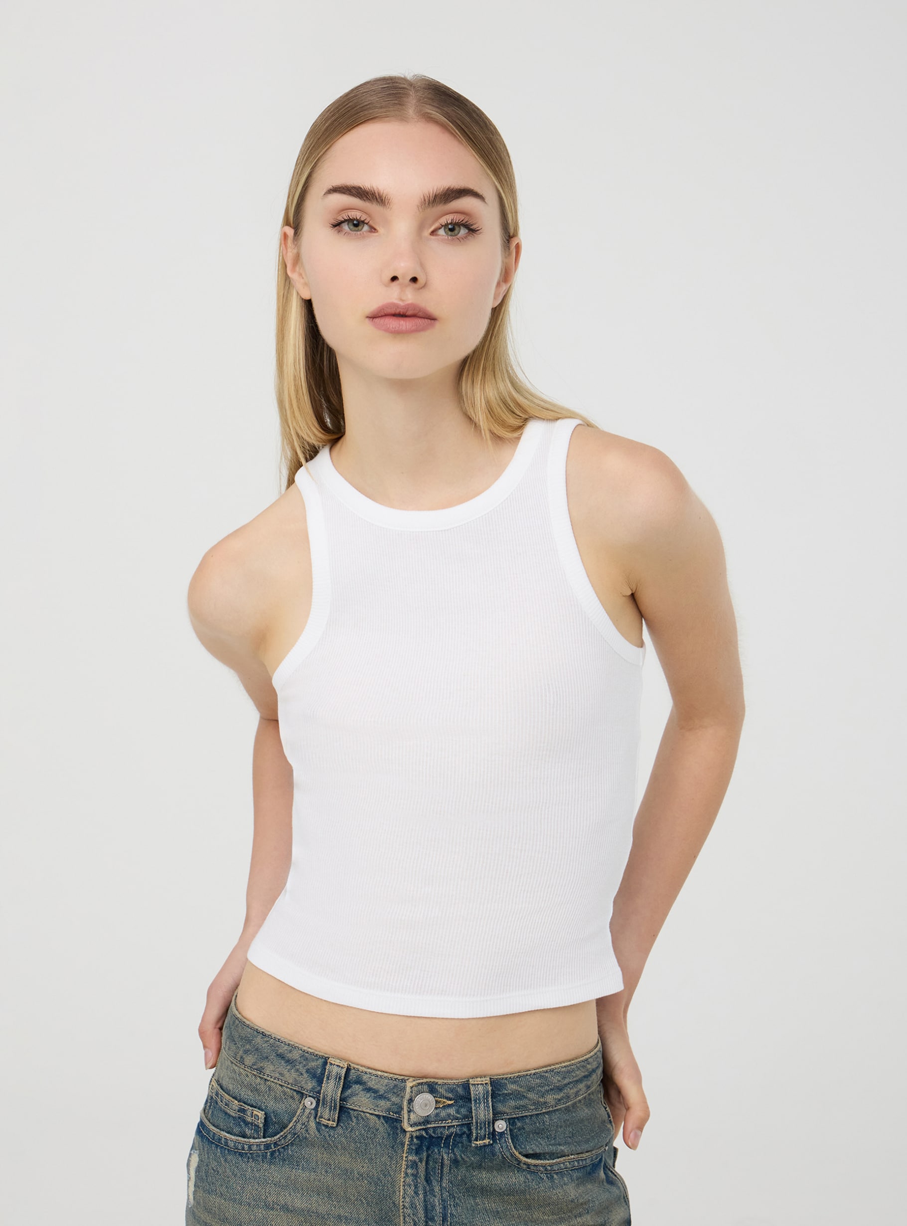 Tank Top Canotta A Vogatore Canotta Vogatore Tinta Unita Bianco