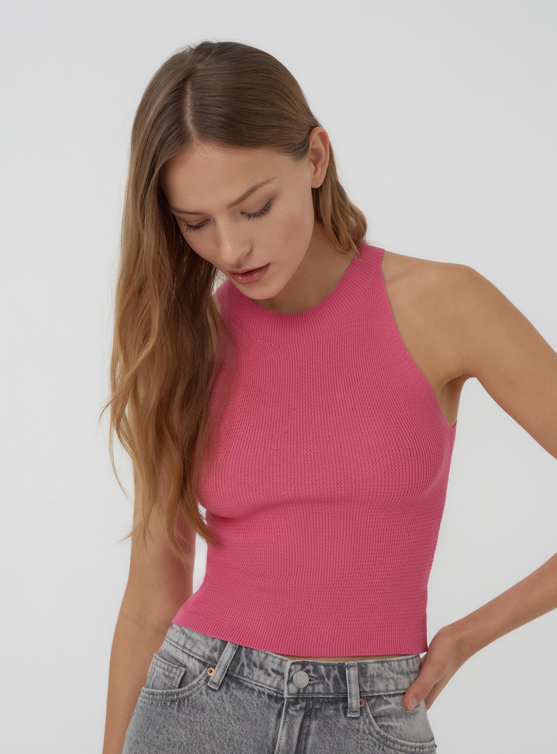 トップス Tiana knit bare tops baby Pink Baby Girl 2-Piece Striped Short-Sleeve Waffle Knit Bodysuit