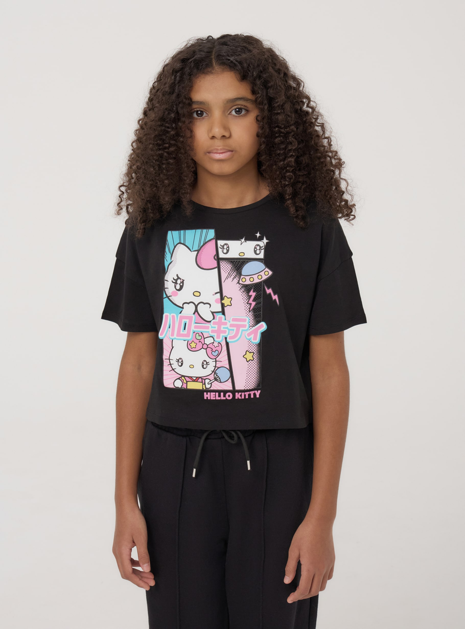 Black Hello Kitty® crop T-shirt - Buy Online | Terranova