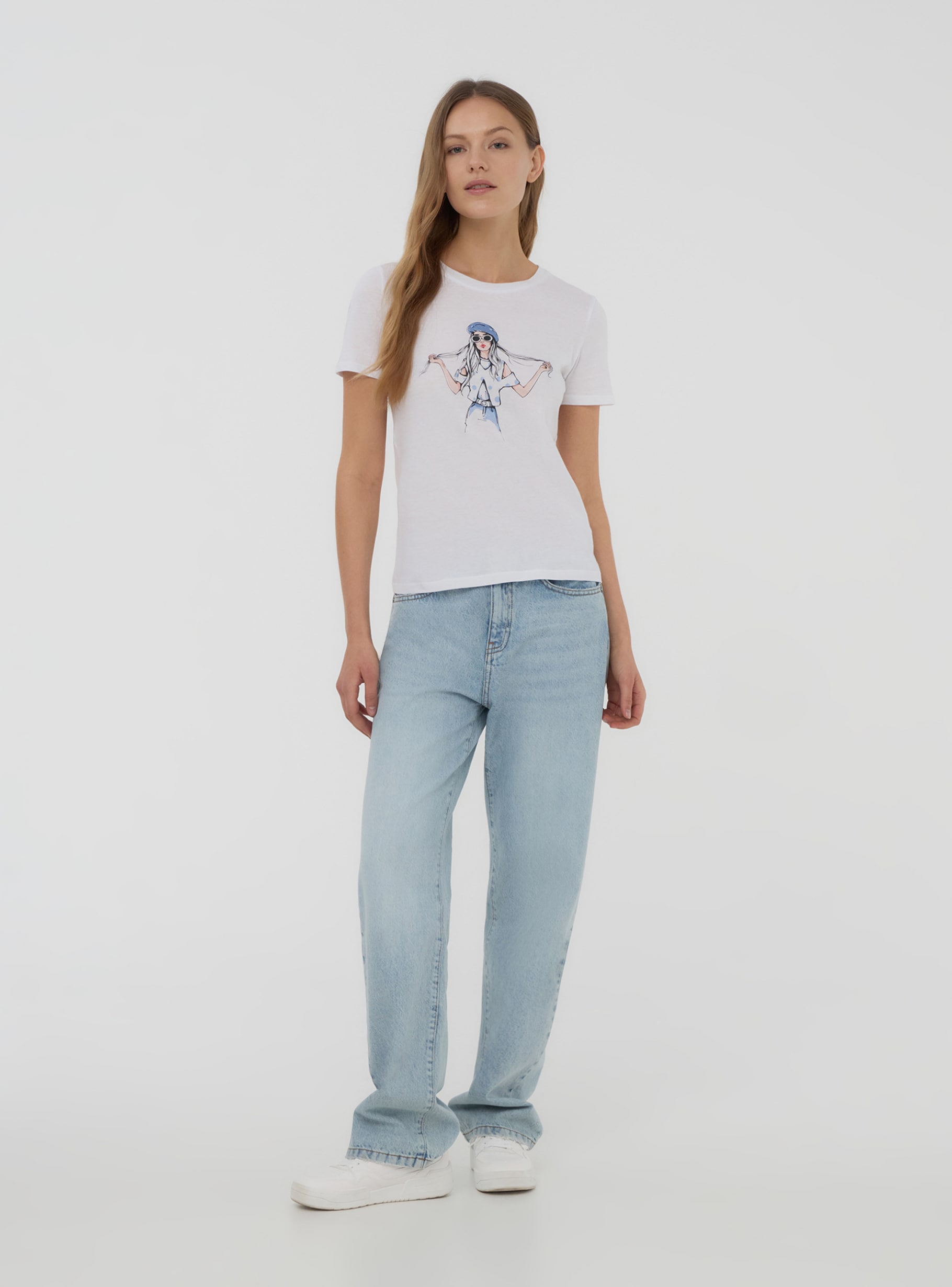 Beautiful girl print short-sleeved Tシャツ Buy Summer New Paris Tower Print Pattern Women's Short