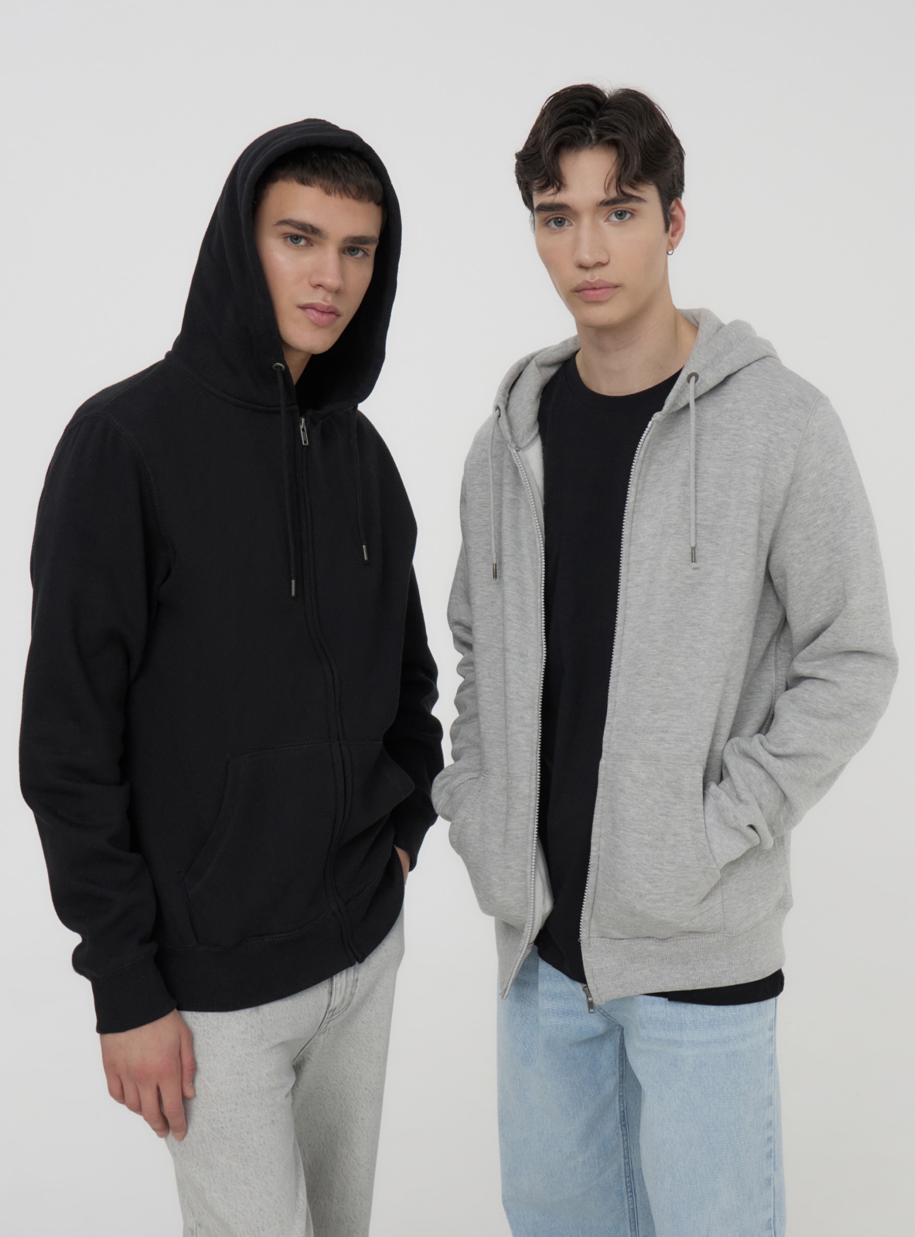 Var light grey melange Pack of 2 heavy hooded sweatshirts with
