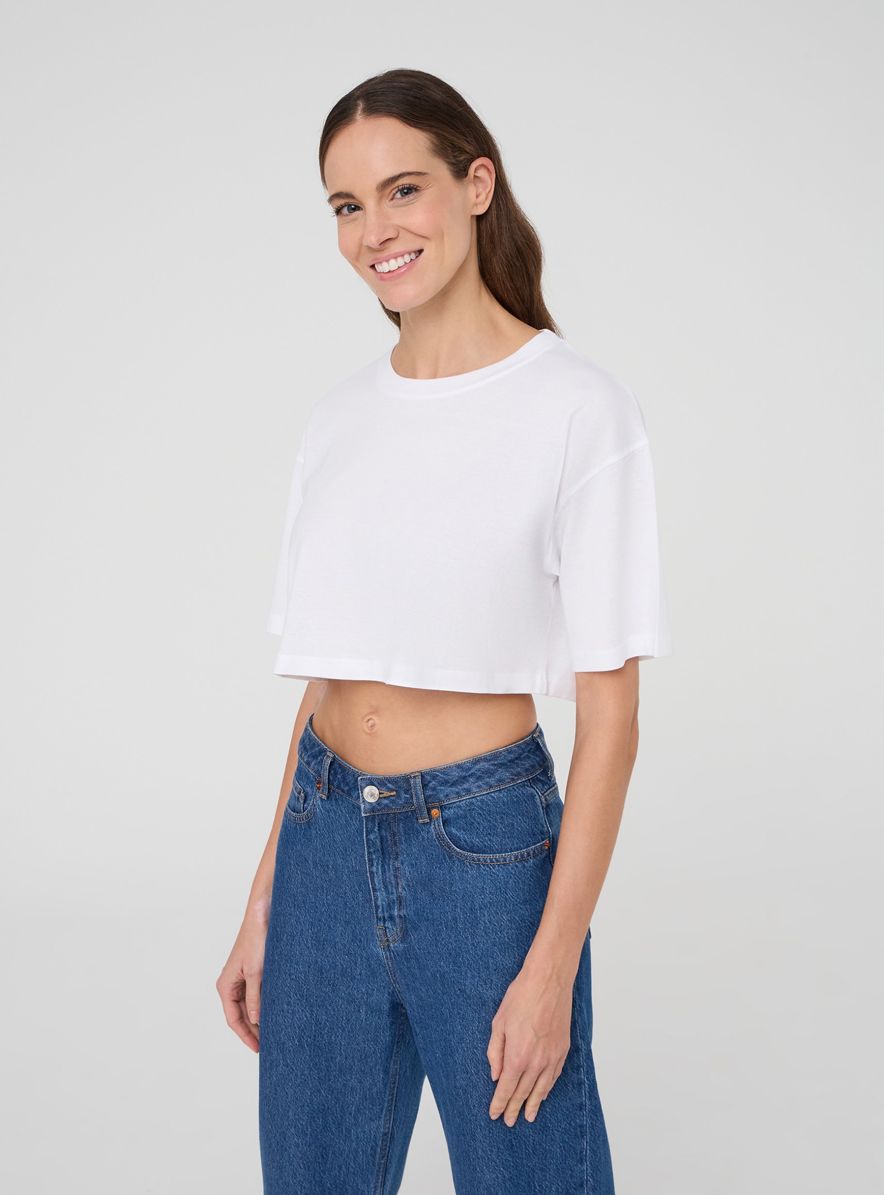 Optical white Pack of 2 wide plain crop t-shirts - Buy
