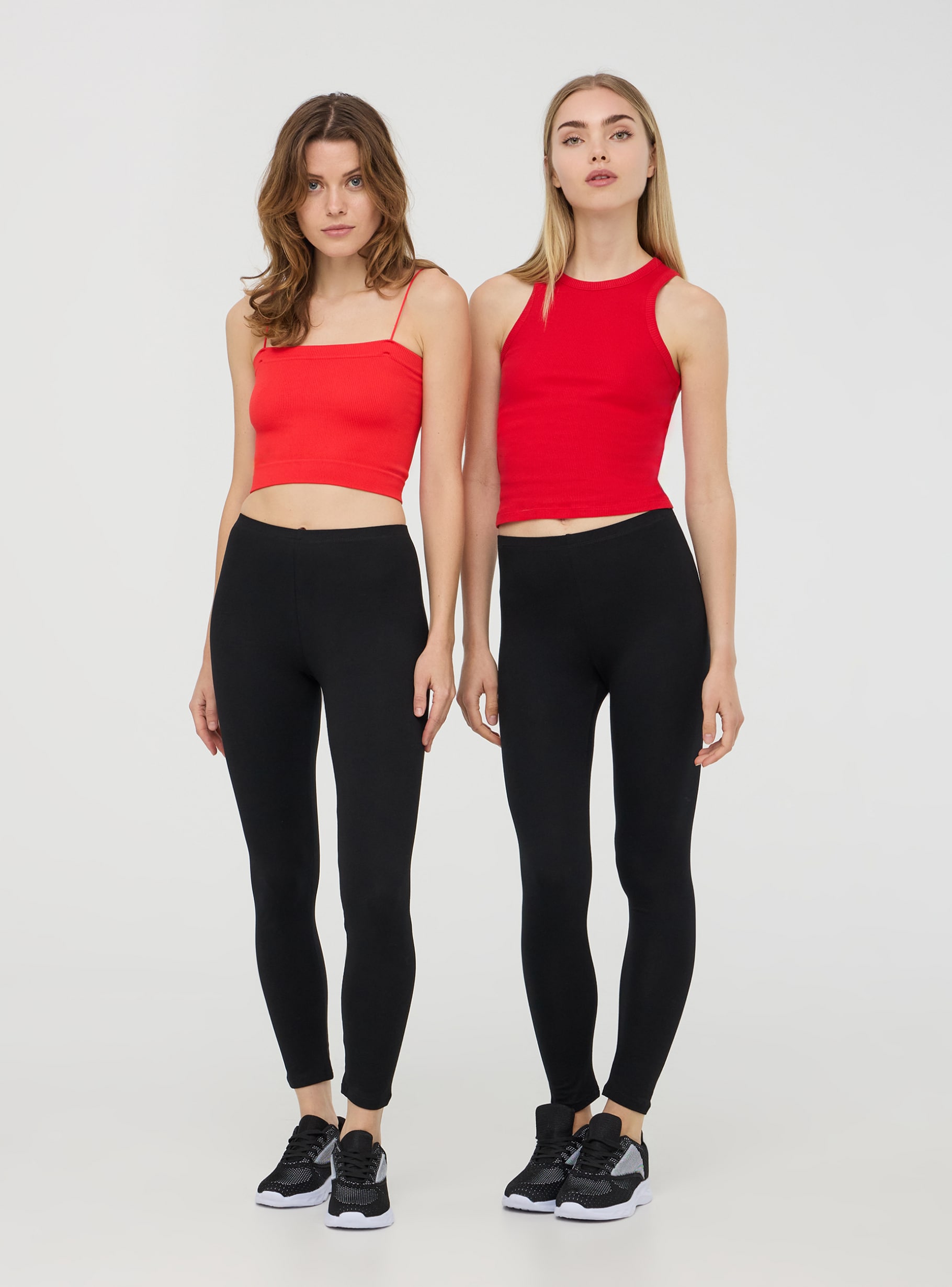 Black Pack of long stretch jersey leggings Buy Online Terranova