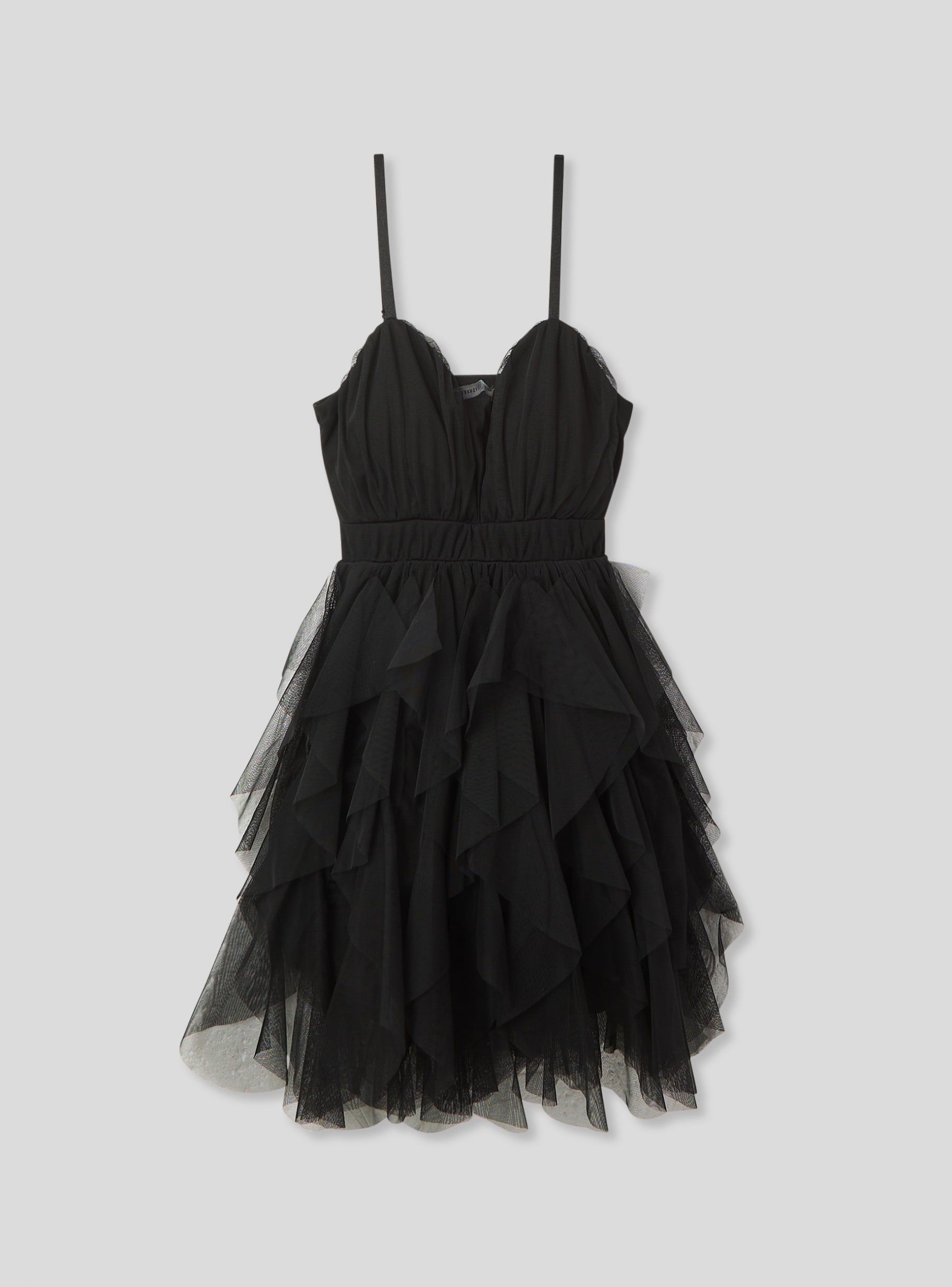 Black Short tulle dress with ruffles - Buy Online | Terranova