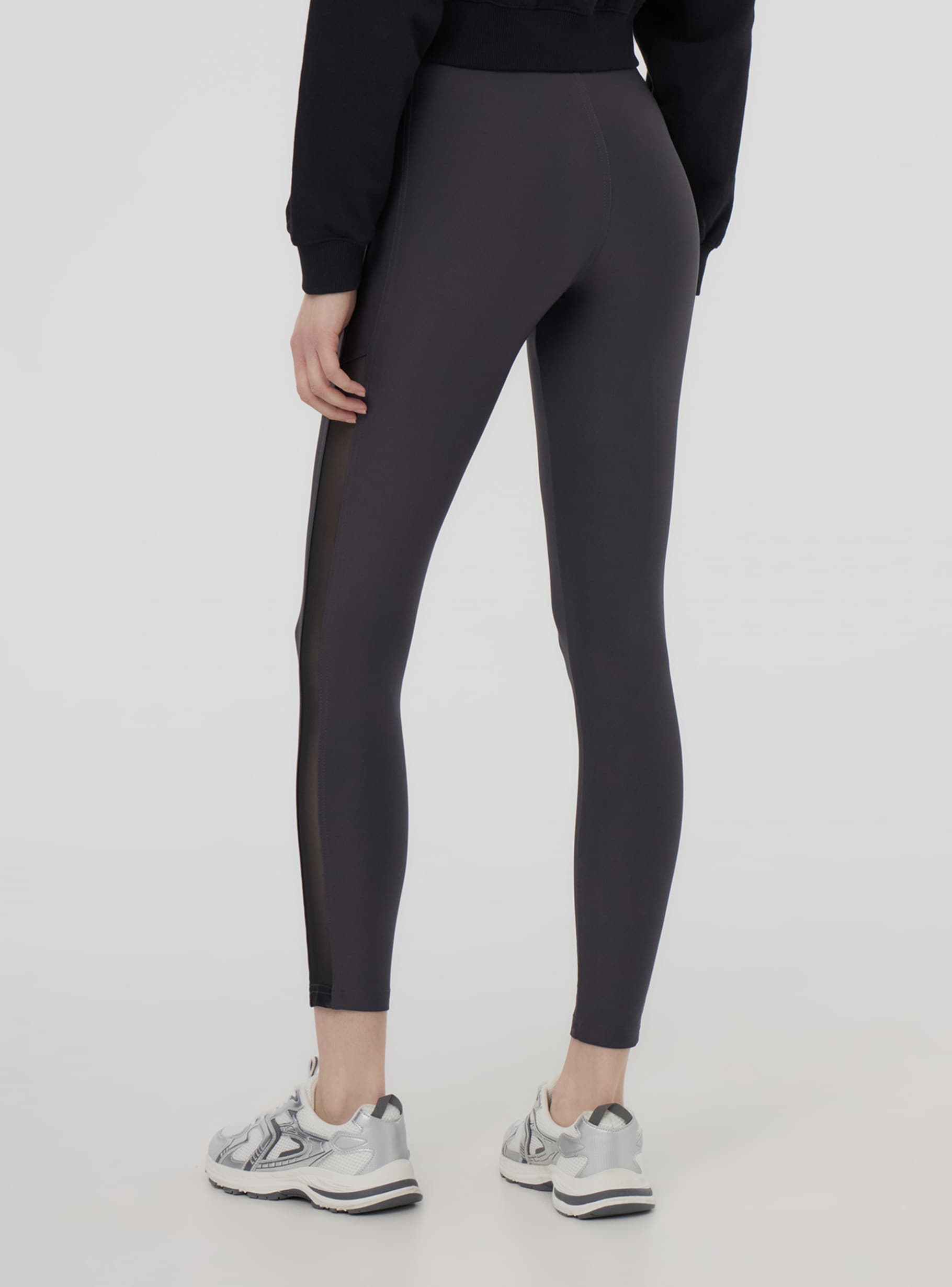 Antracite High-waisted leggings with lettering and semi
