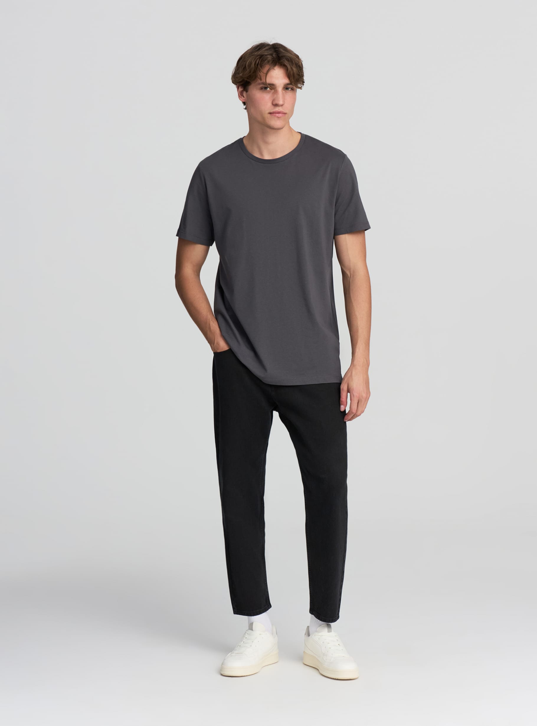 Basic solid colour T-shirt gunmetal grey Terranova