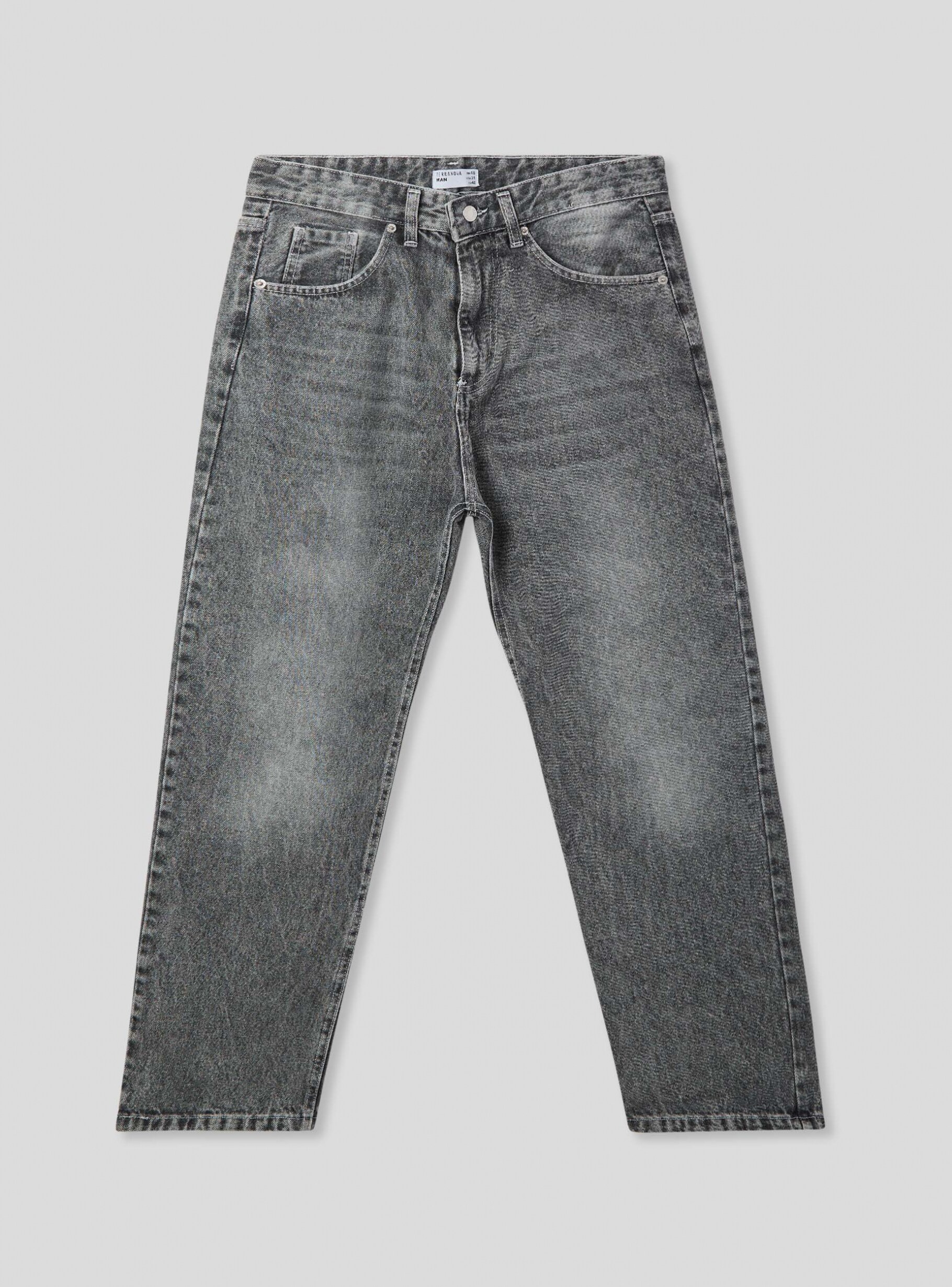 デニム・ジーパン HUECLOSET Thirty gray teen washed denim pants SE541 Denim grey Acid wash baggy jeans - Buy Online | Terranova