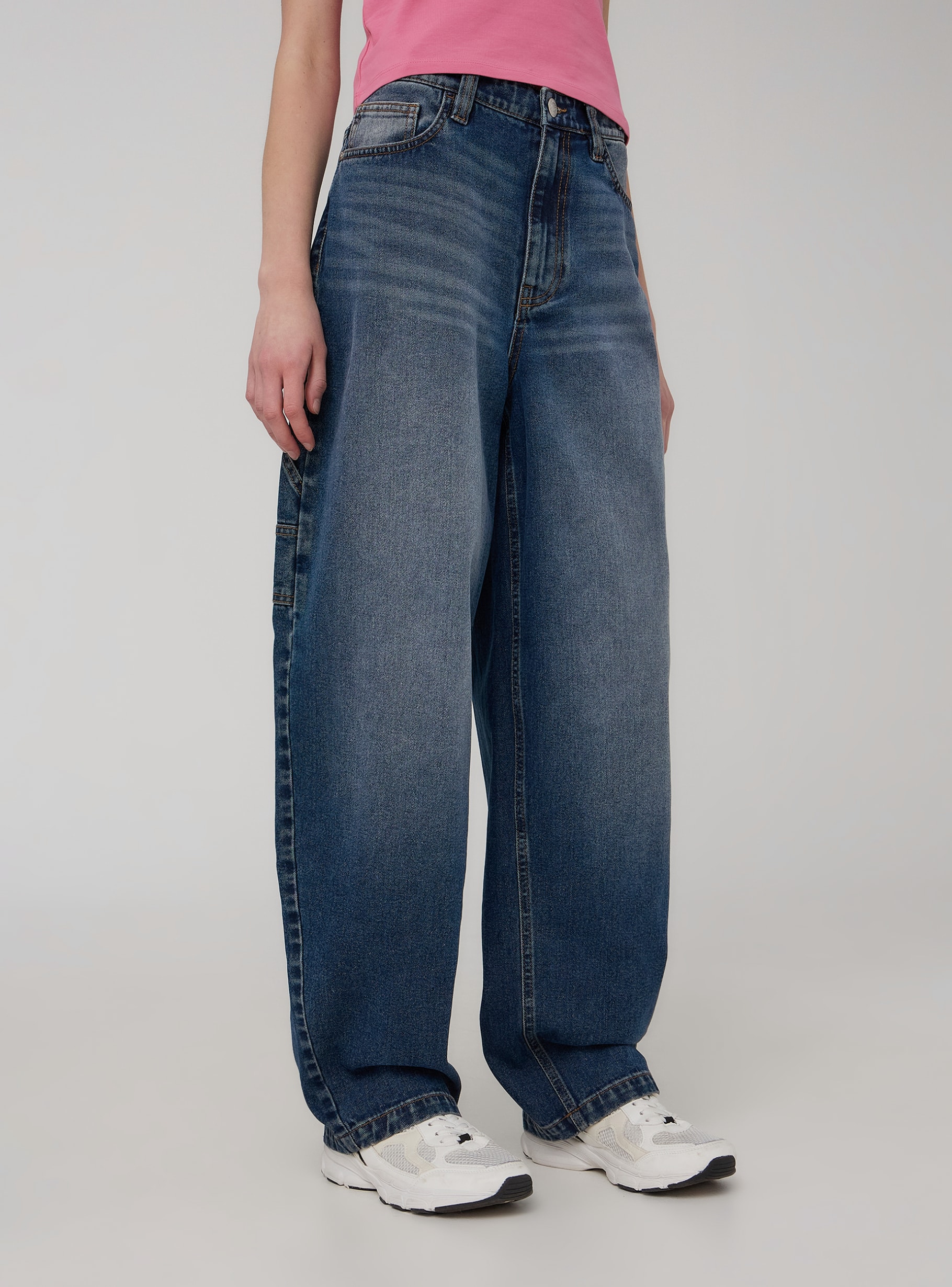 Dark blue denim Balloon fit carpenter jeans - Buy Online