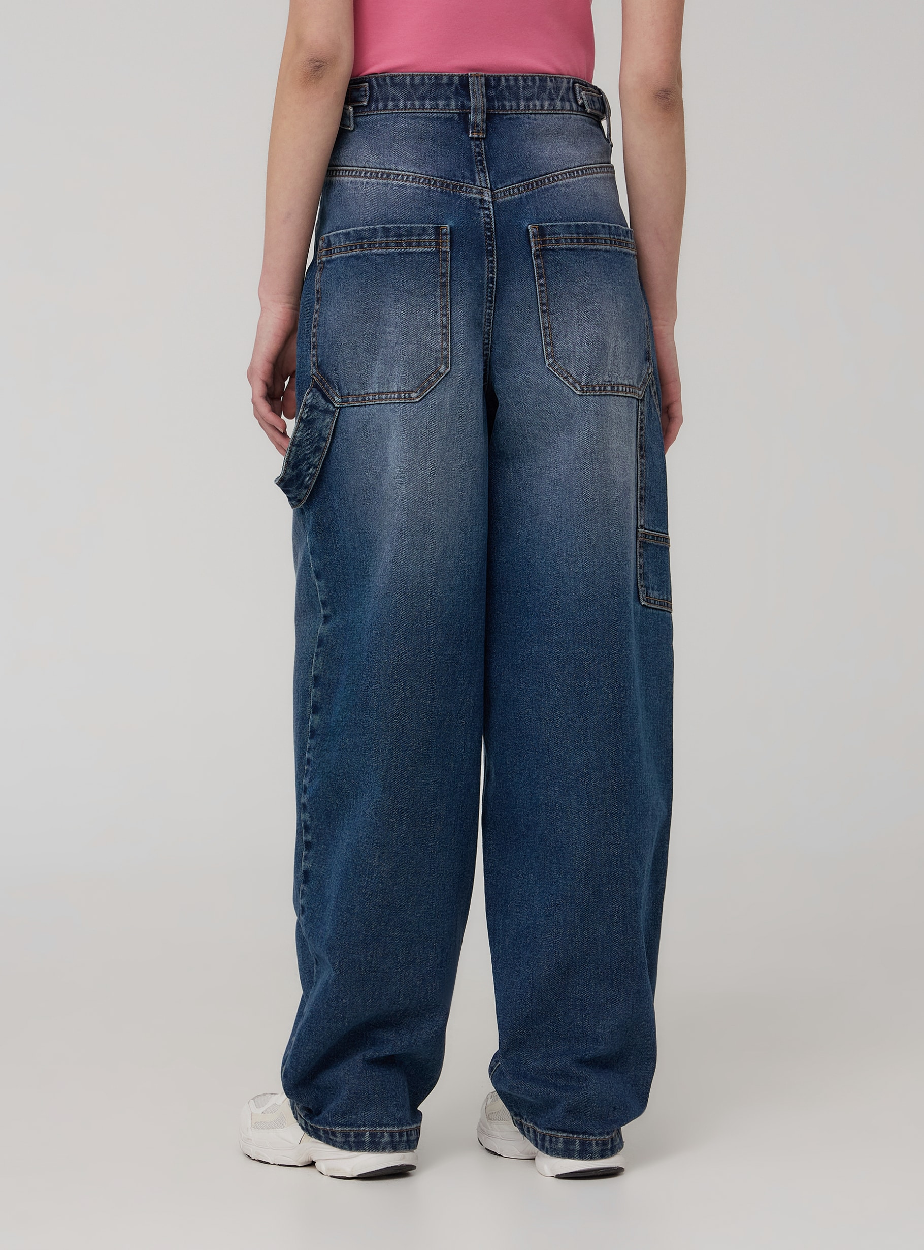 デニム・ジーパン HUECLOSET Balloon Stitch String Cargo Denim Pants SE129 Var light blue denim Wide-leg cargo jeans - Buy Online
