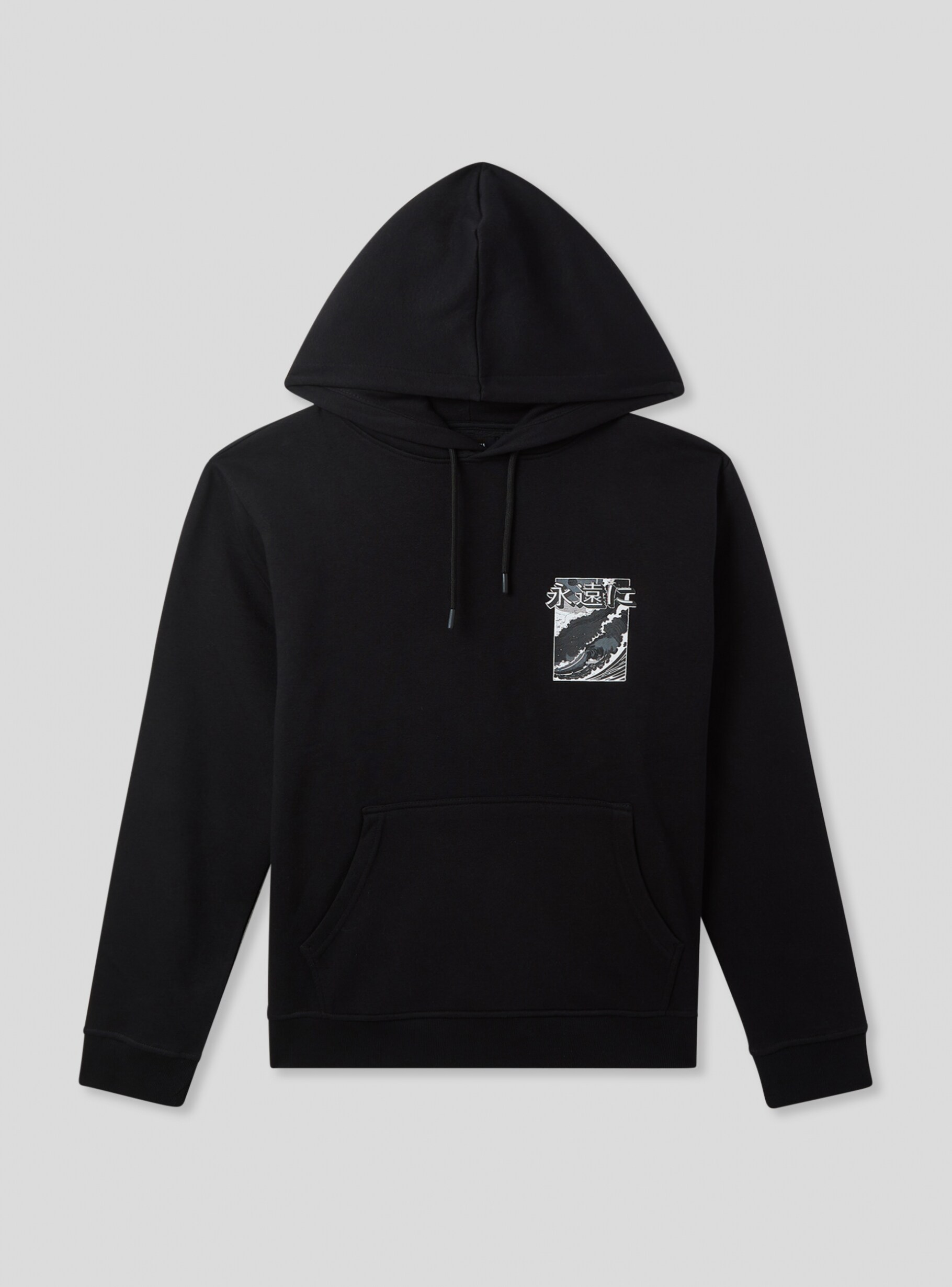 Black Japanese print hoodie in heavy fabric - Buy Online