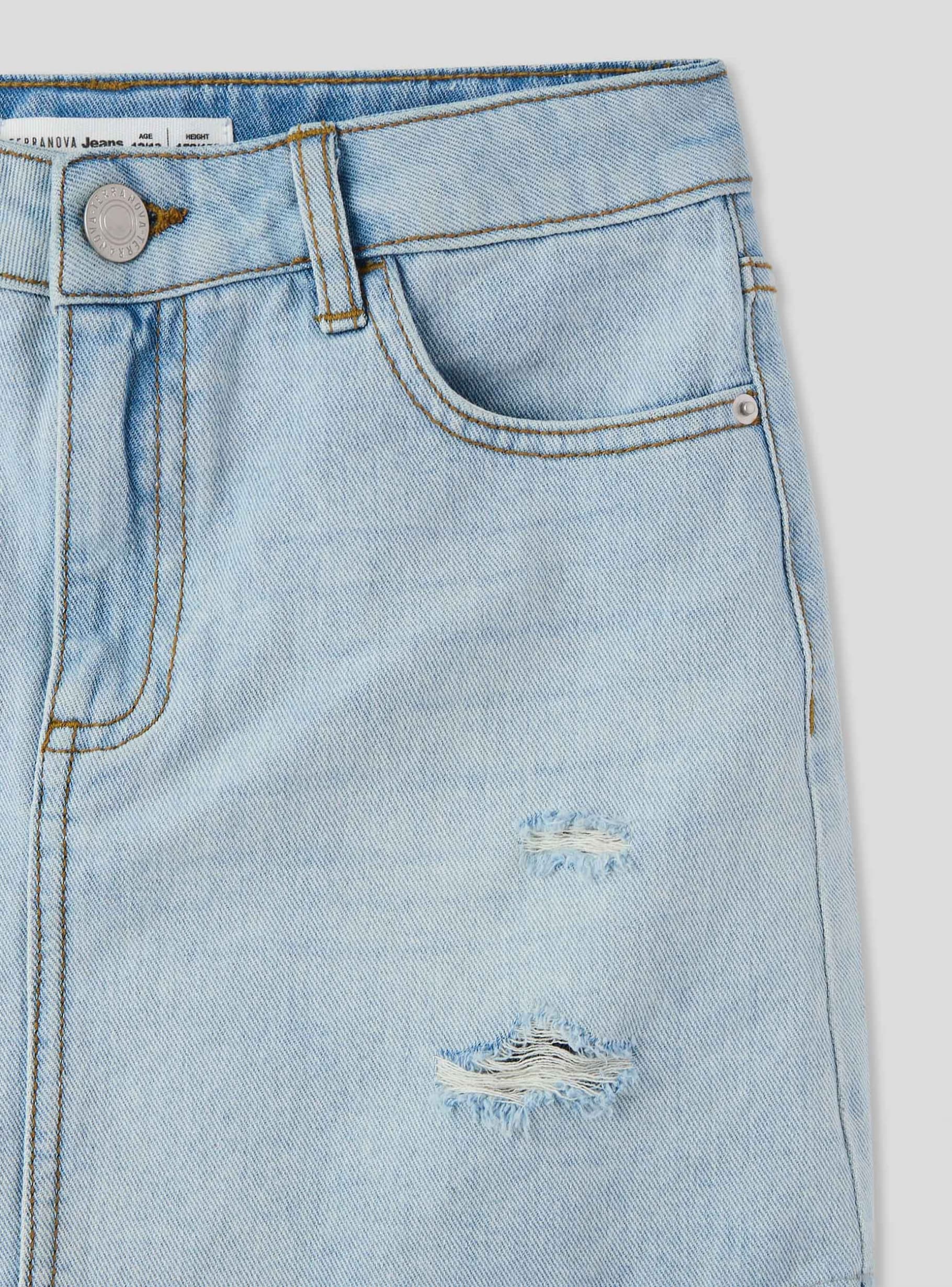 Var light blue denim Denim miniskirt with rips - Buy Online
