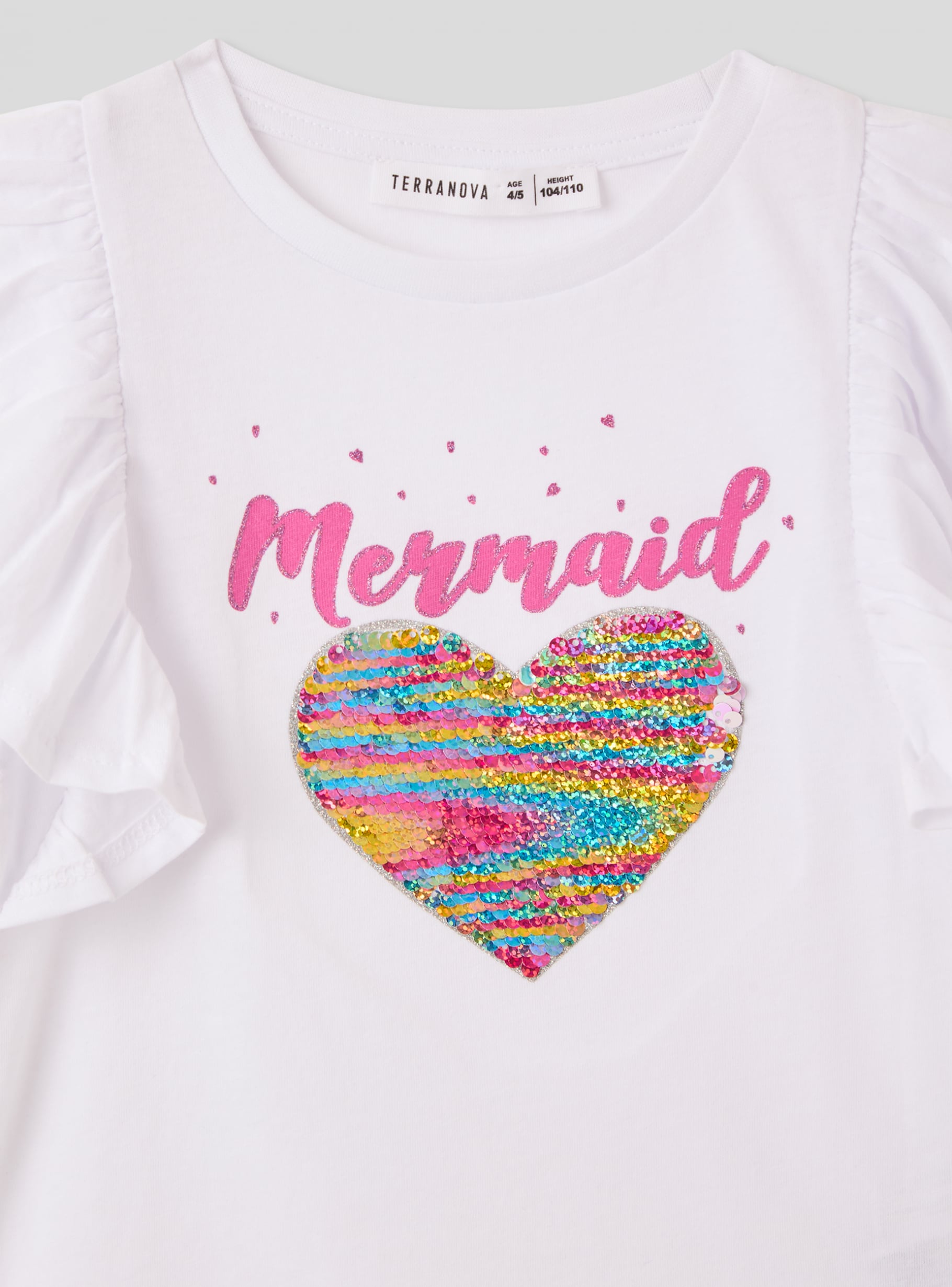 Optical white T-shirt with sequins and glitter - Buy Online