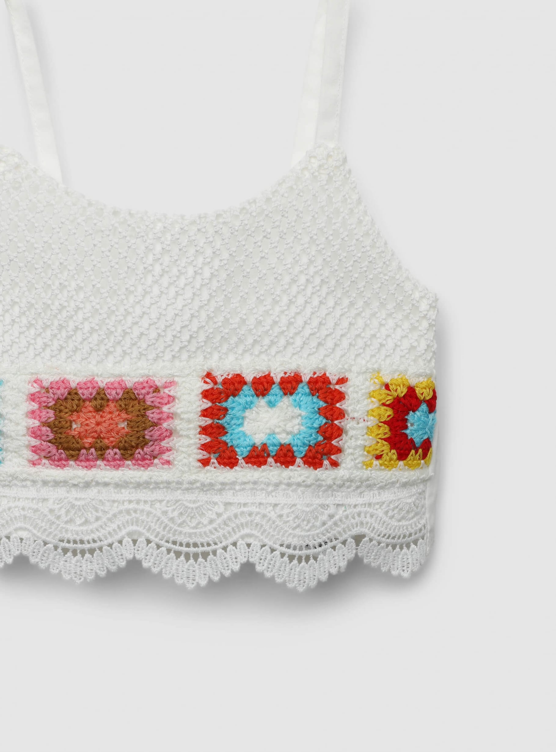 White wool Top crop crochet multicolour Buy Online Terranova