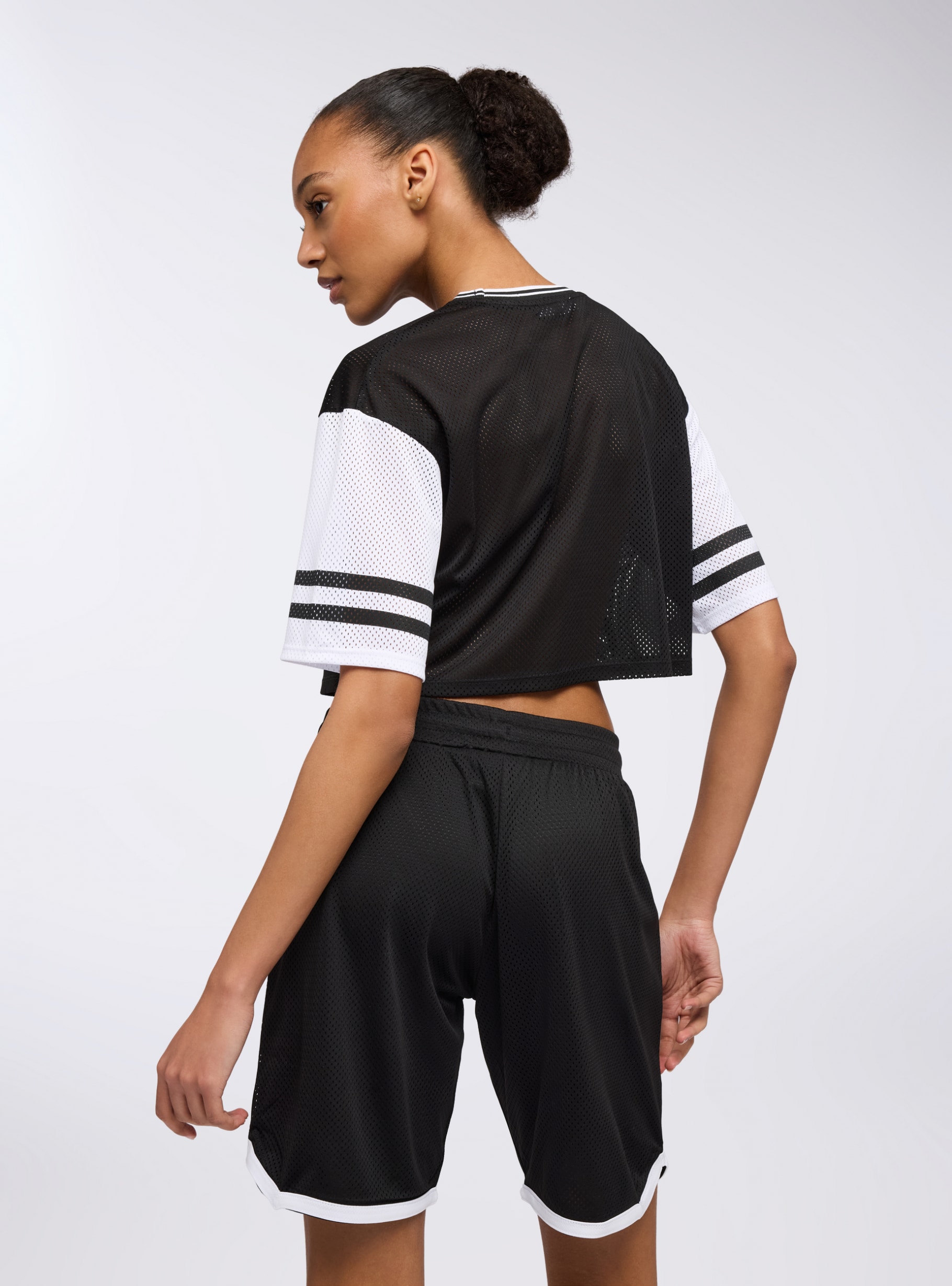 Black Mesh Bermuda shorts with college print - Buy Online