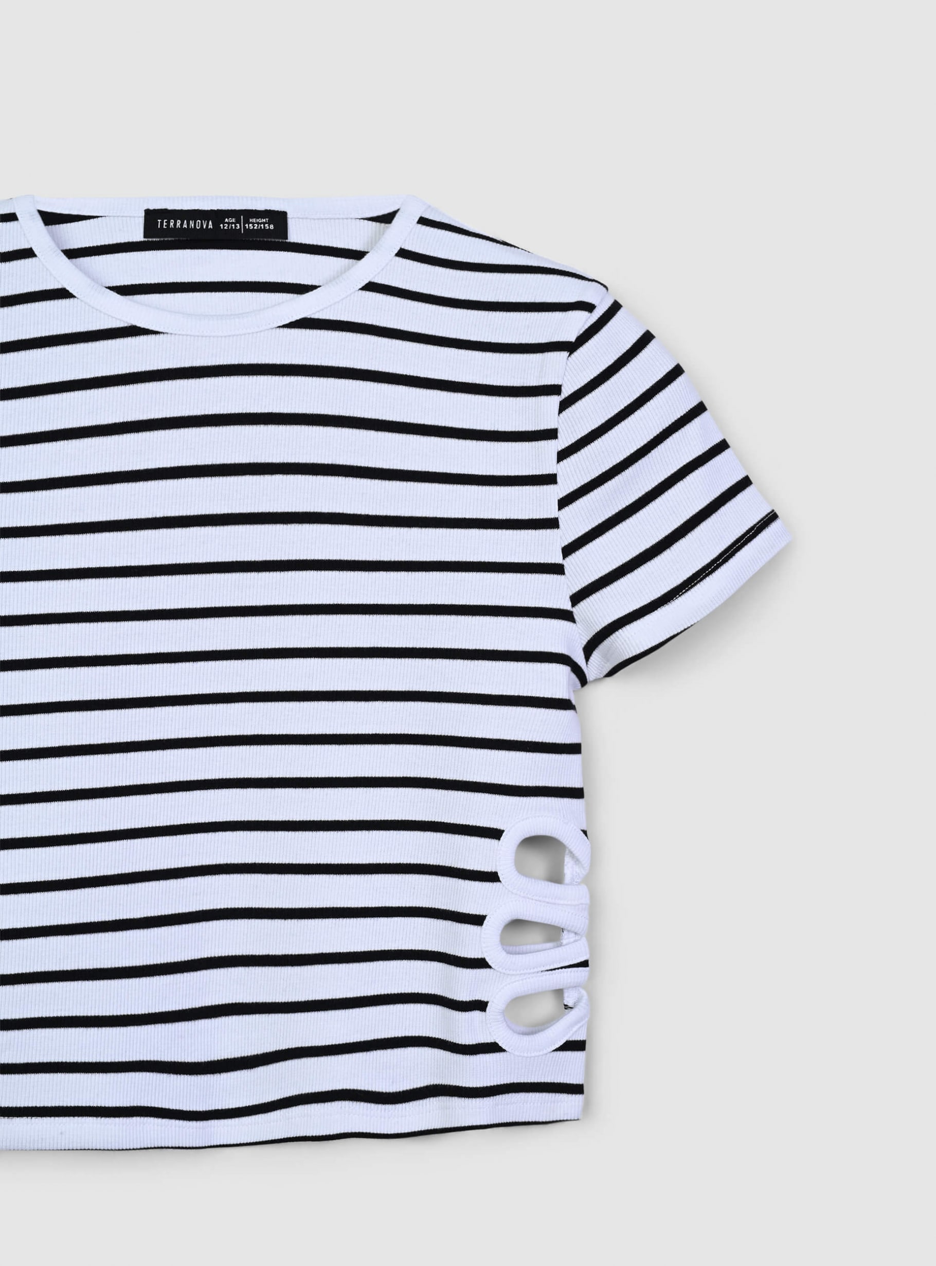 【2plan】Cork Crop Stripe Short Sleeve T-shirt Floerns Men's Striped Print Short Sleeve Contrast Binding T