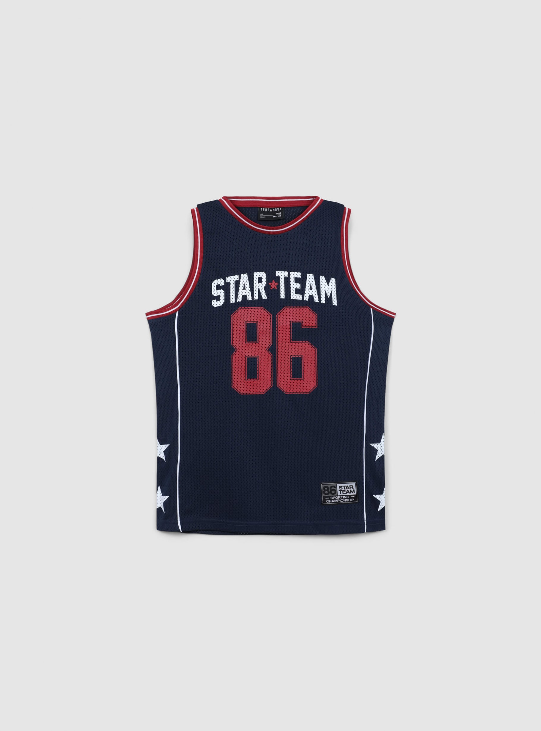 Blue Mesh basketball vest with print - Buy Online | Terranova