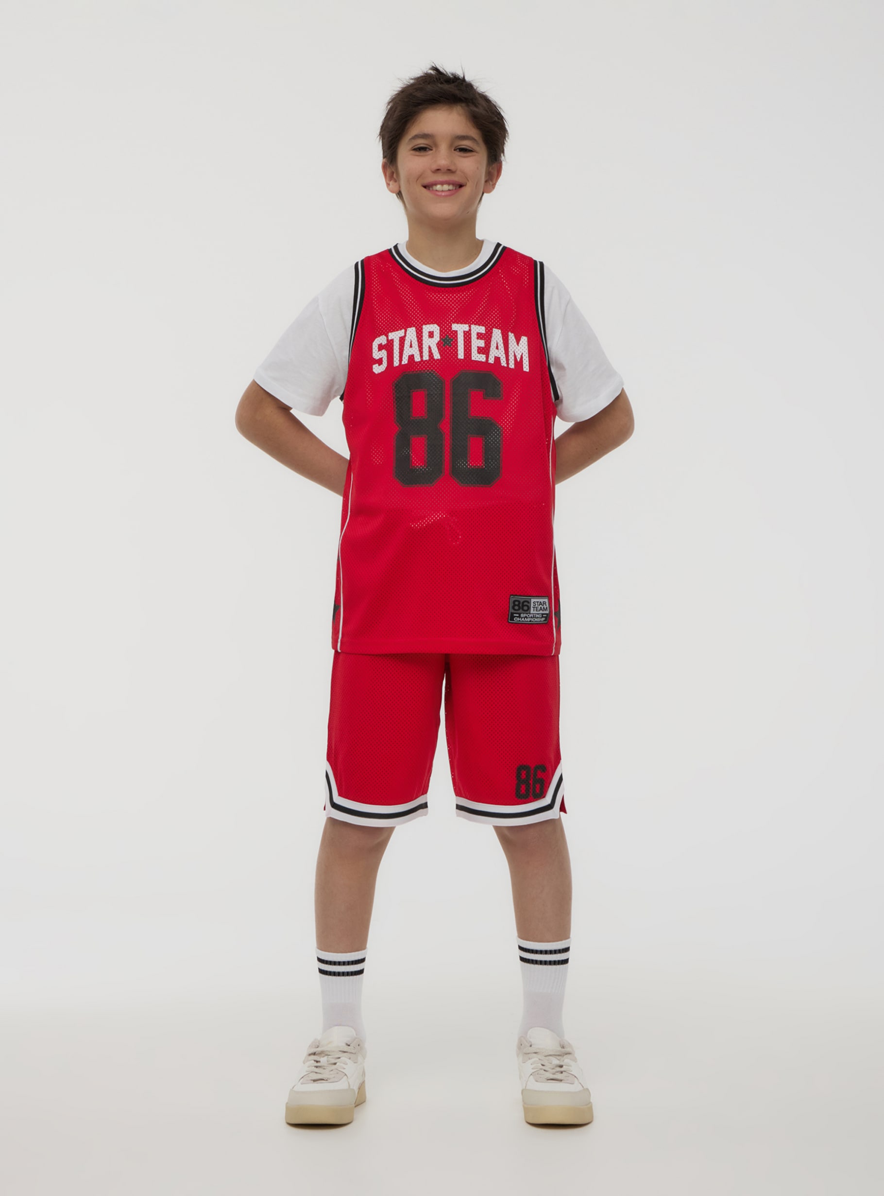 Red bright Mesh basketball tank top with print - Buy Online