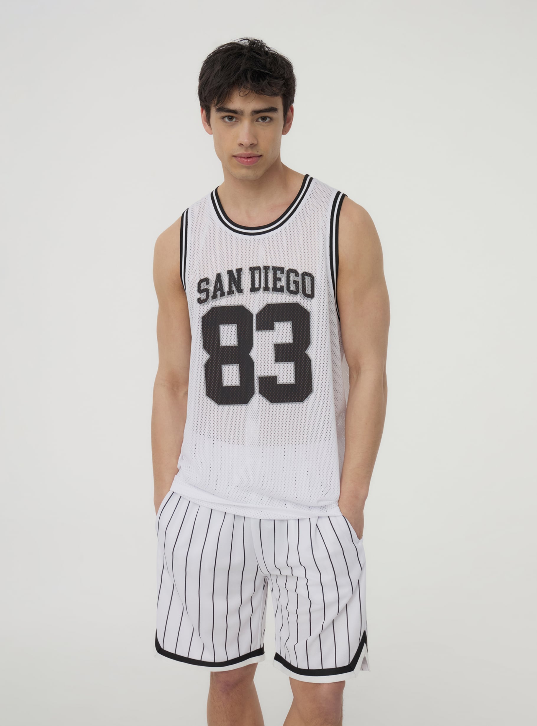 Optical white Basketball mesh tank top with print - Buy