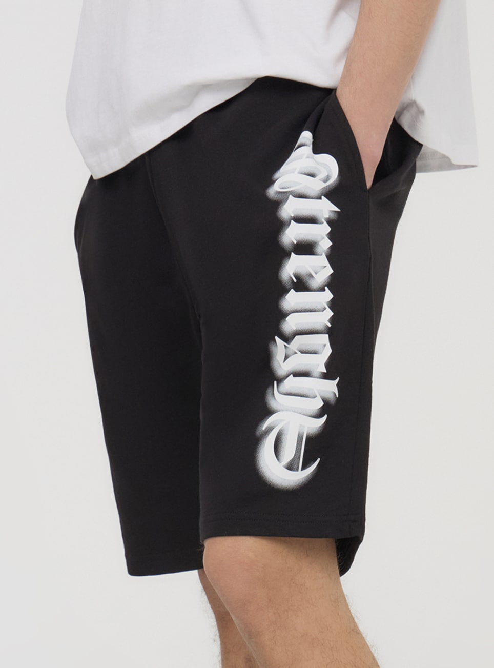 Black Tracksuit Bermuda shorts with Gothic-style lettering Buy