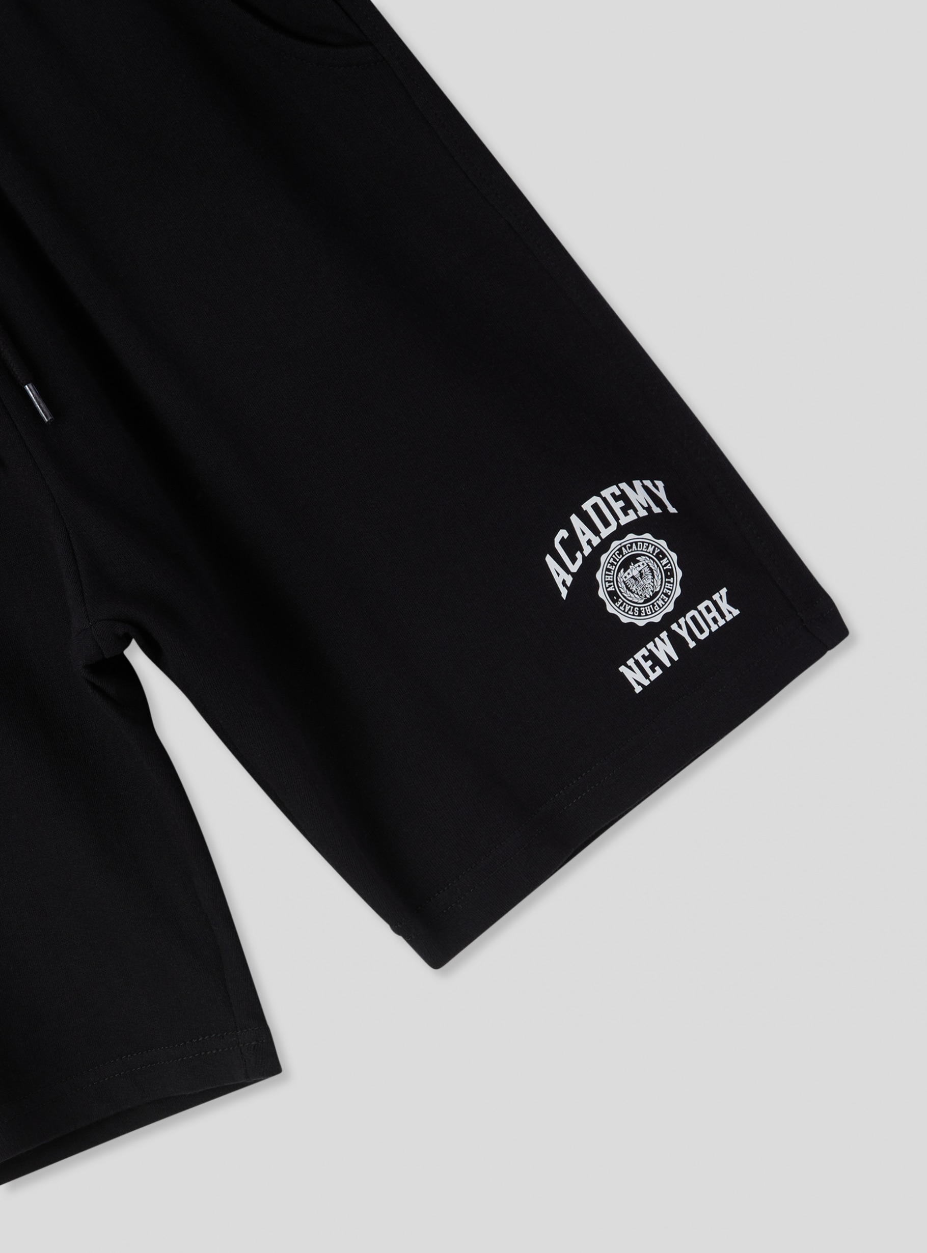 Black Bermuda shorts with drawstring and print - Buy Online