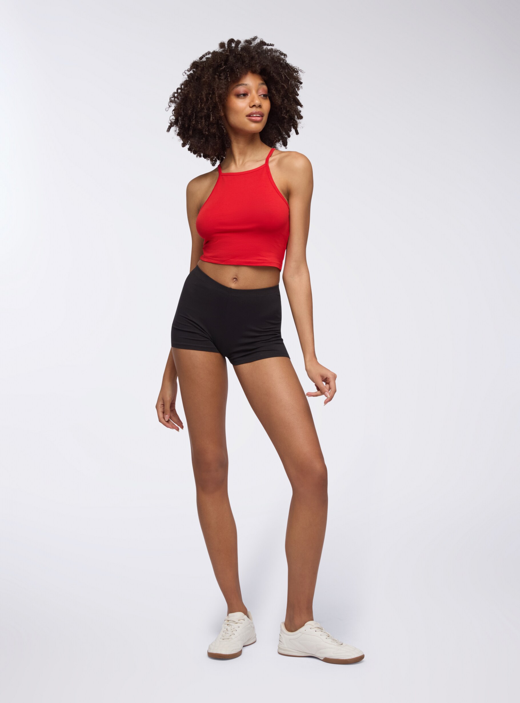 Light Wash Denim Halter Neck Cropped Top | Lime Lush Boutique