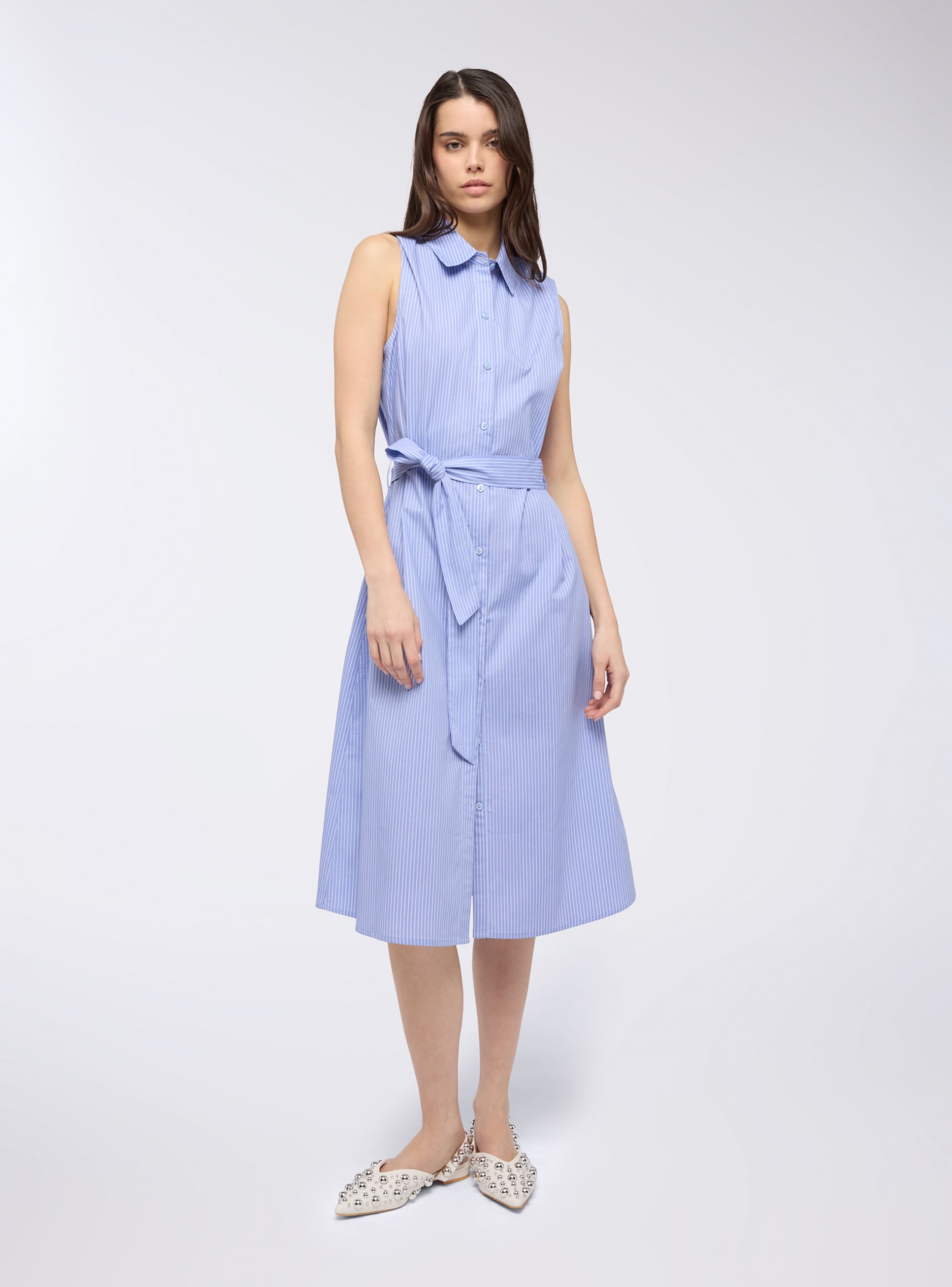 Abbinare Vestito Righe Bianco E Azzurro Vestito Chemisier A Righe - Main Image